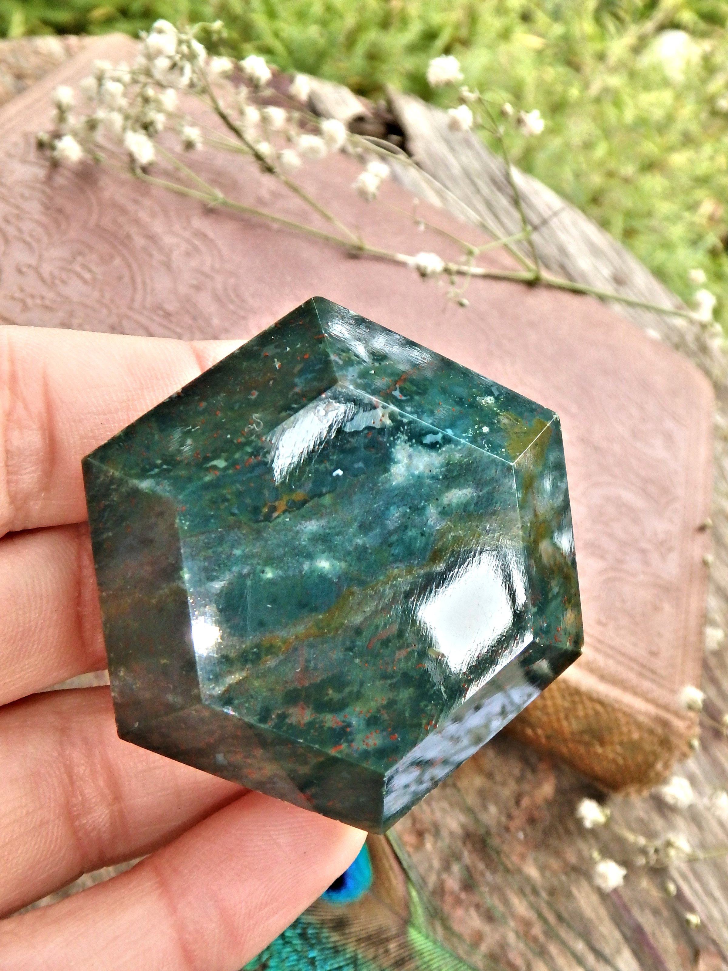 Deep Forest Green & Red Speckles Bloodstone Carving 1 - Earth Family Crystals