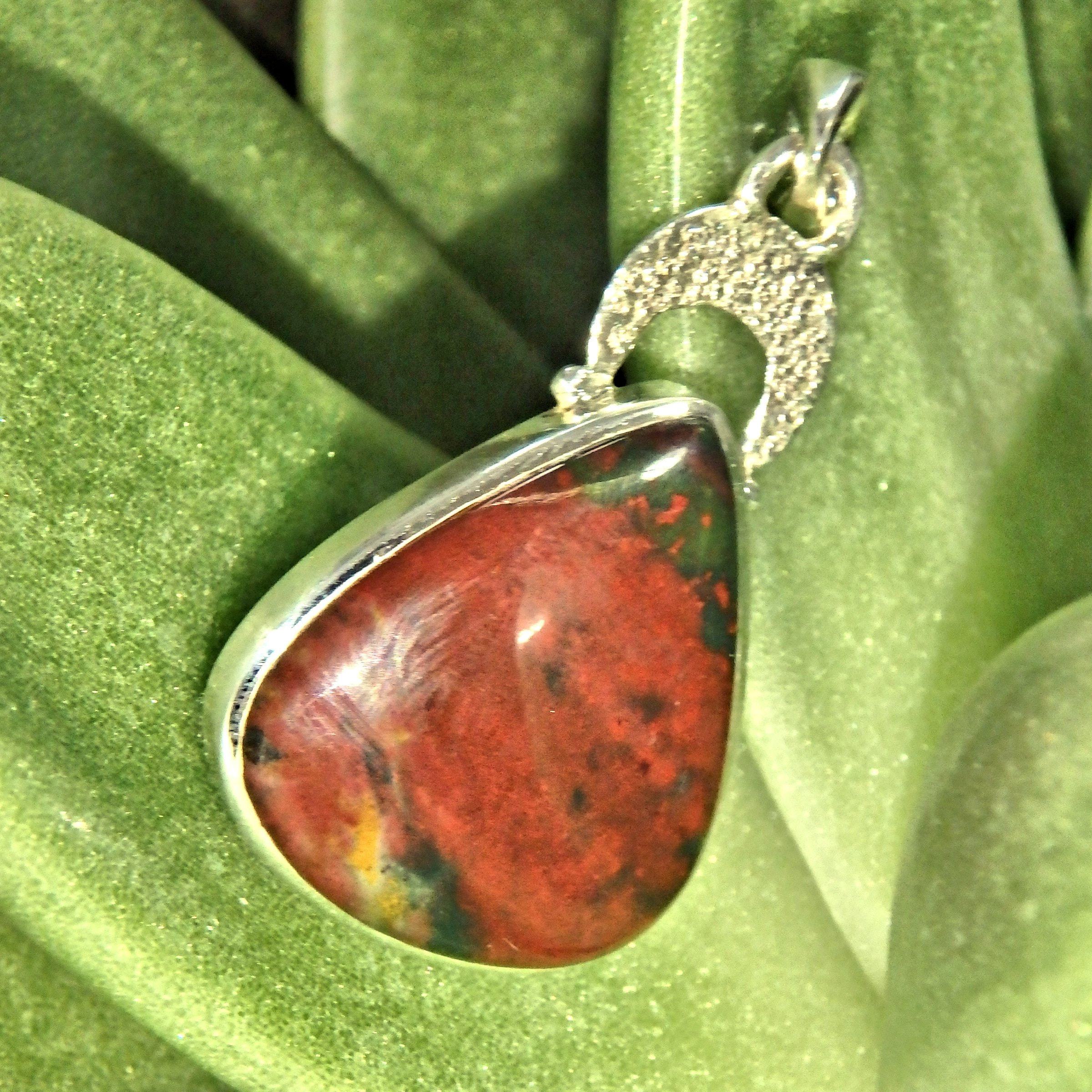 Deep Burgundy Red Bloodstone Sterling Silver Pendant (Includes Silver Chain) - Earth Family Crystals