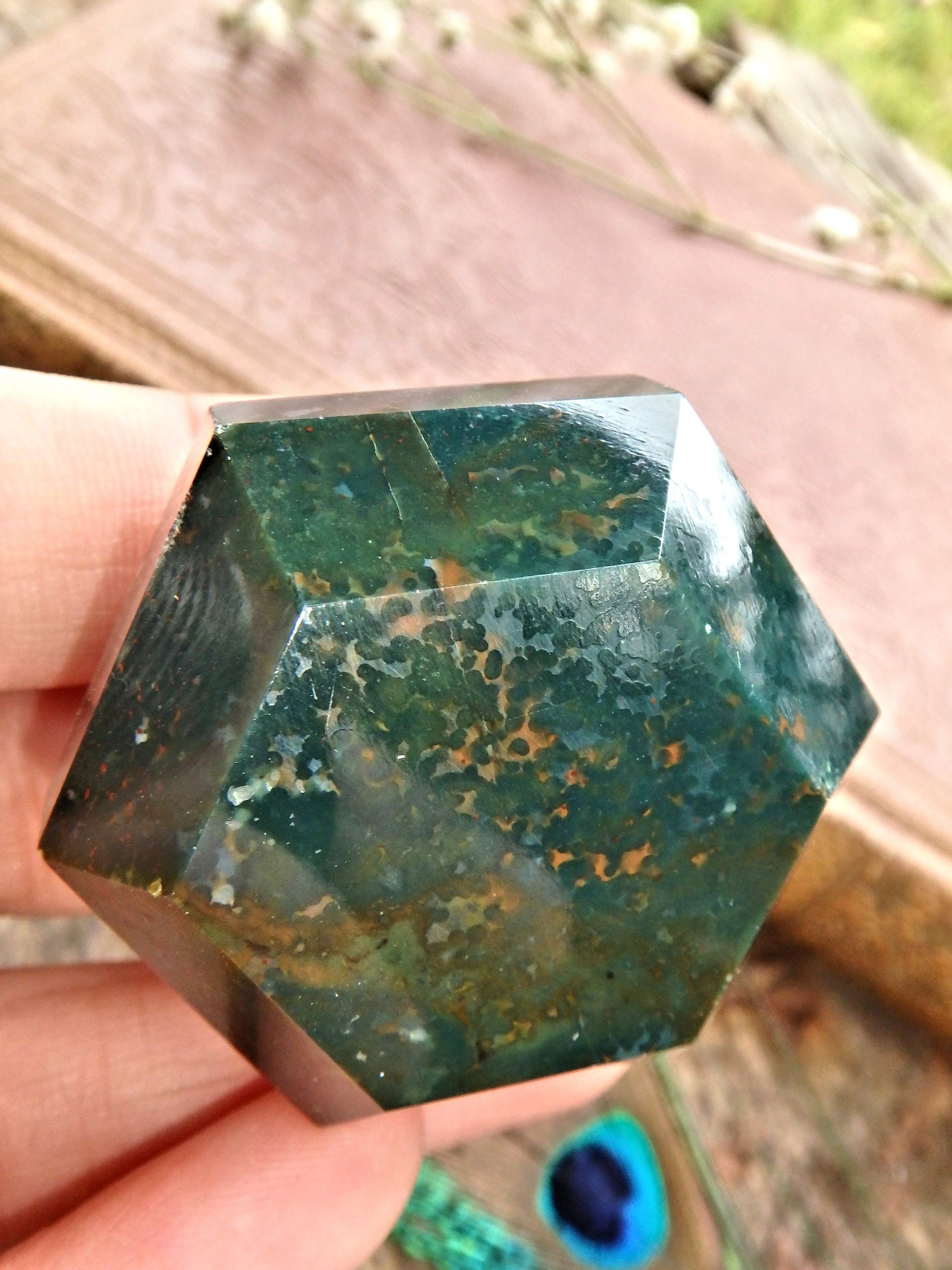 Deep Forest Green & Red Speckles Bloodstone Carving 4 - Earth Family Crystals