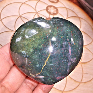 Puffy Bloodstone Love Heart Carving 1