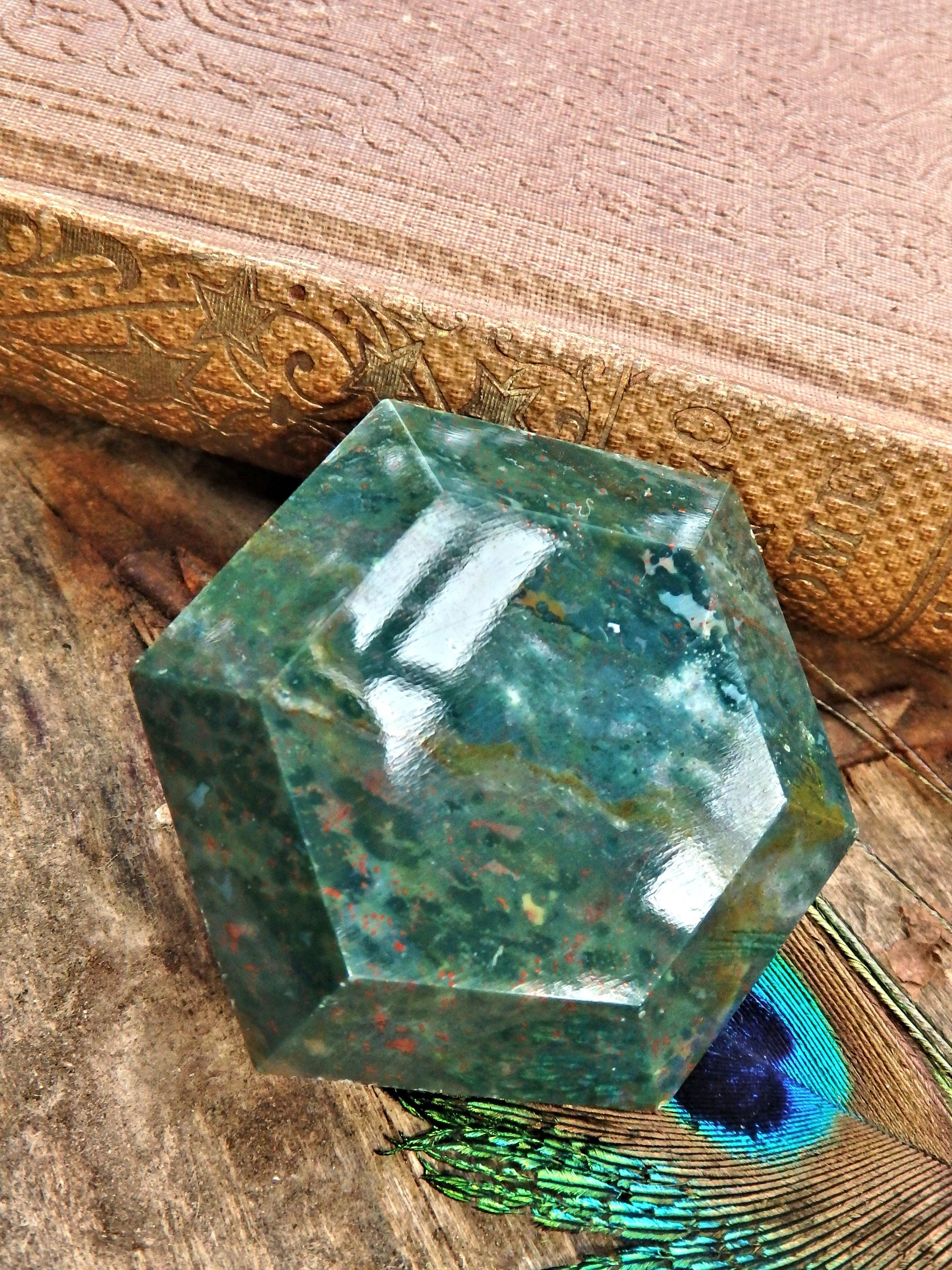 Deep Forest Green & Red Speckles Bloodstone Carving 1 - Earth Family Crystals