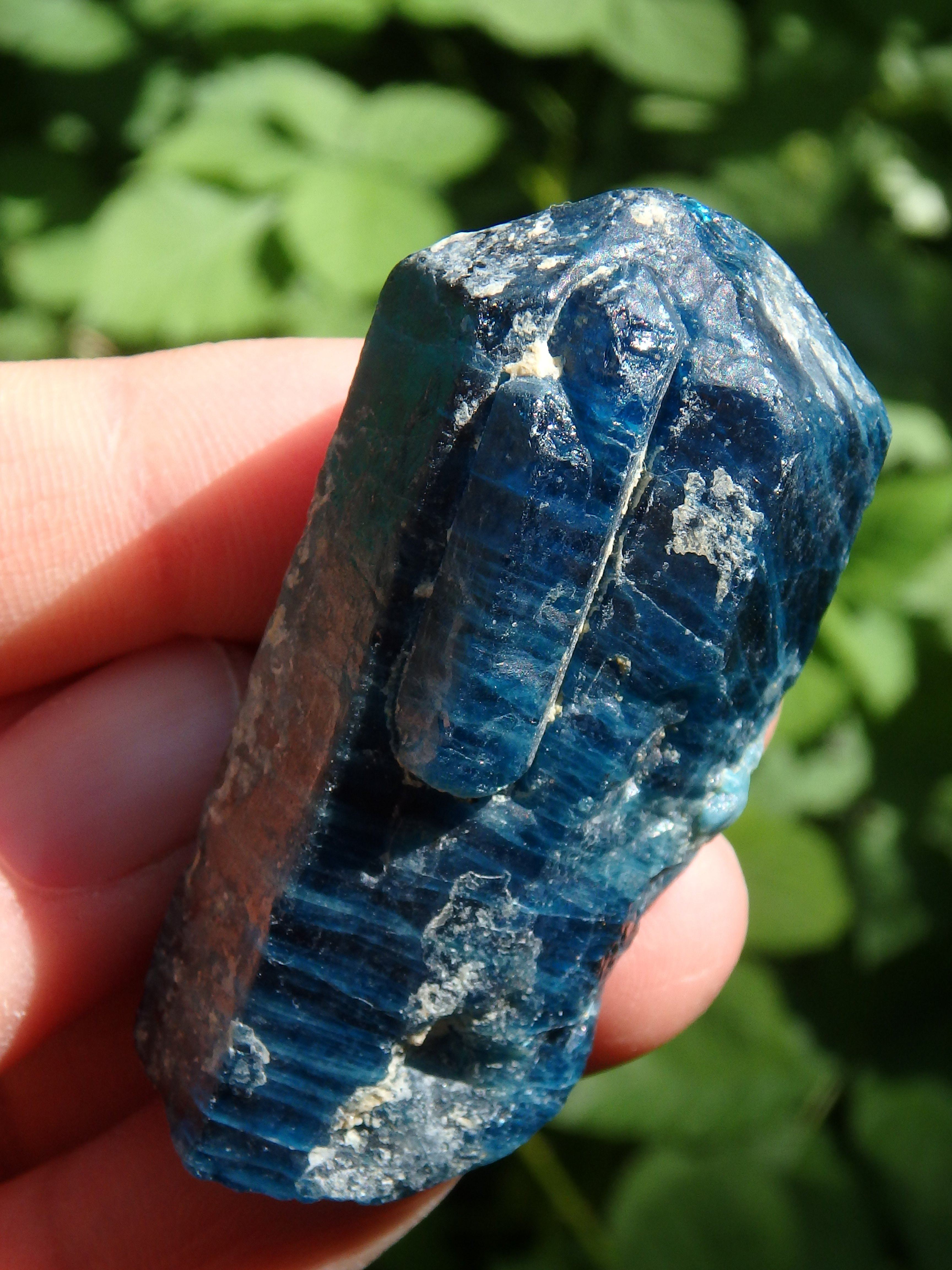 Deep Electric Blue Apatite Natural Point From Brazil 1 - Earth Family Crystals