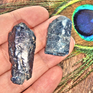 Set of 2 Natural Deep Blue Apatite Points From Brazil