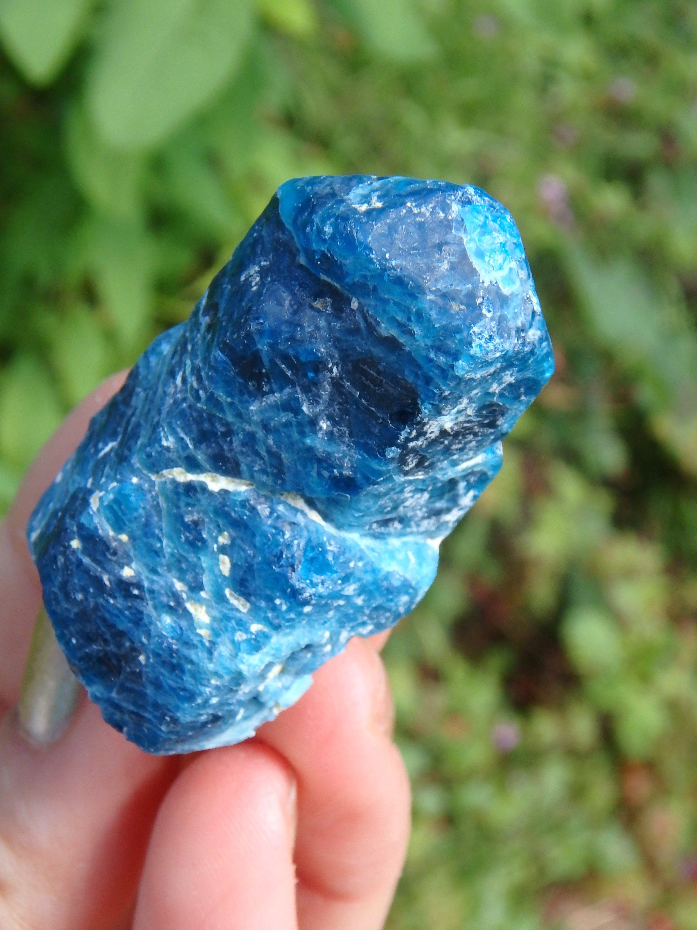 Electric Blue Apatite Natural Point From Brazil 1 - Earth Family Crystals