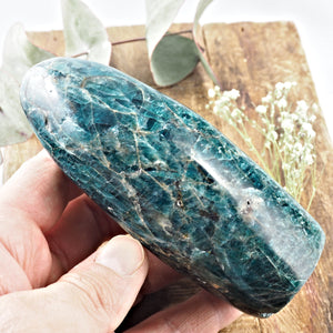 Deep Blue Apatite Standing Display Carving From Madagascar *REDUCED* - Earth Family Crystals