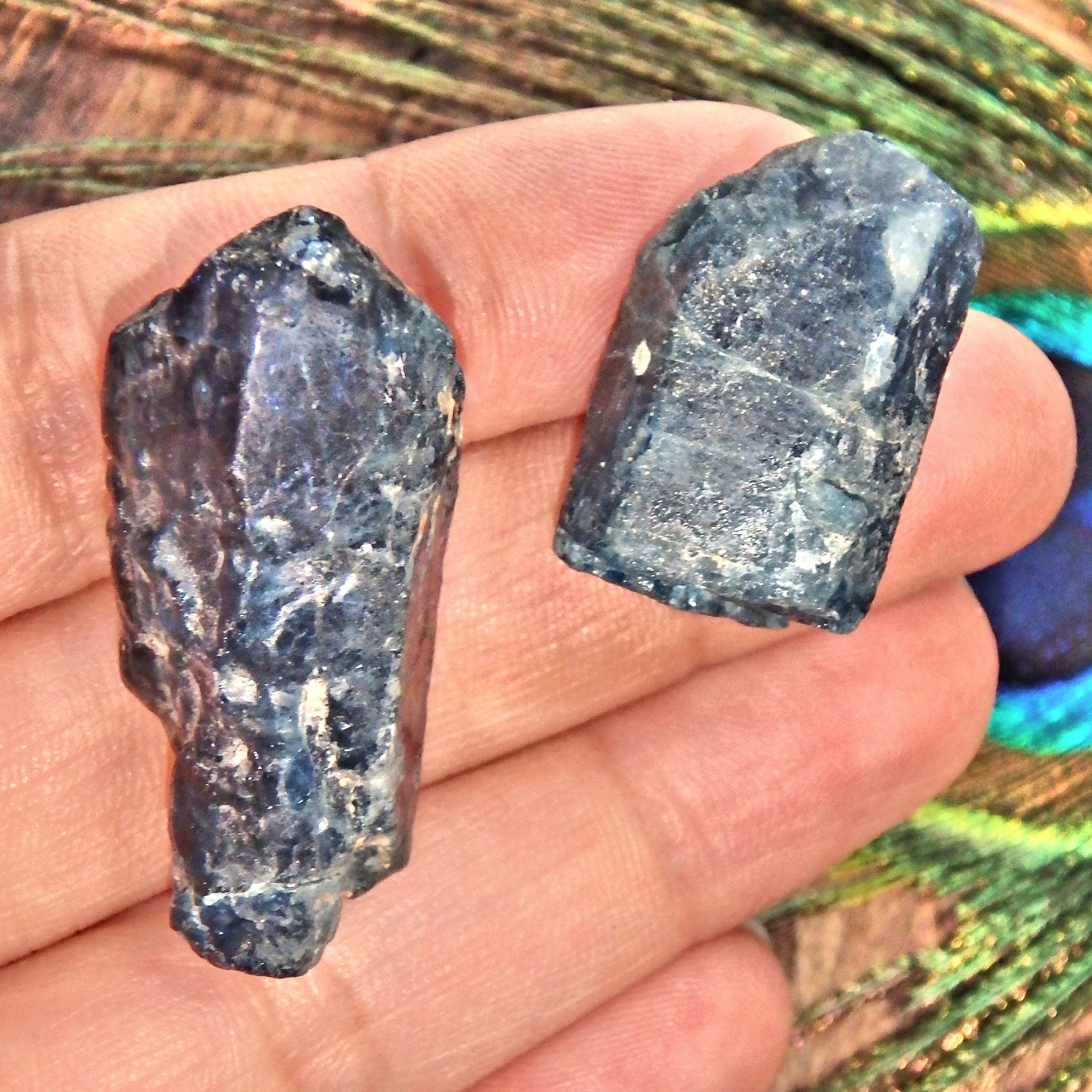 Set of 2 Natural Deep Blue Apatite Points From Brazil