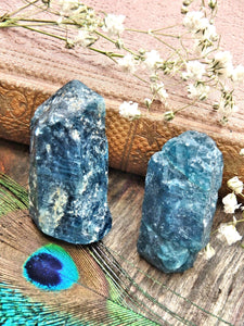 Set of 2 Lovely Deep Blue Apatite Natural Points From Brazil1