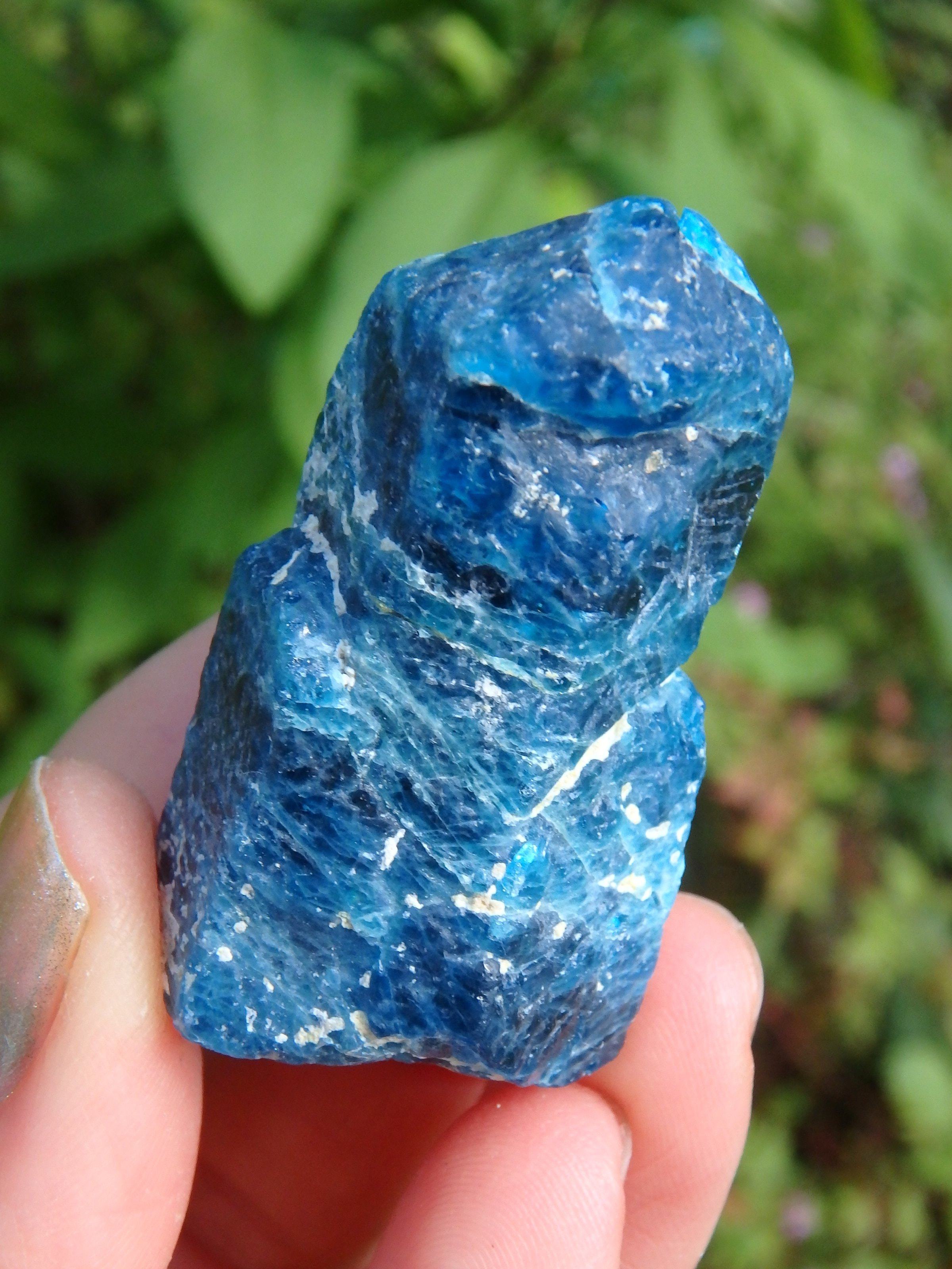 Electric Blue Apatite Natural Point From Brazil 1 - Earth Family Crystals