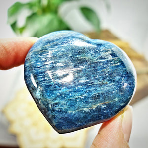 Beautiful Blue Apatite Love Heart Carving 1 - Earth Family Crystals