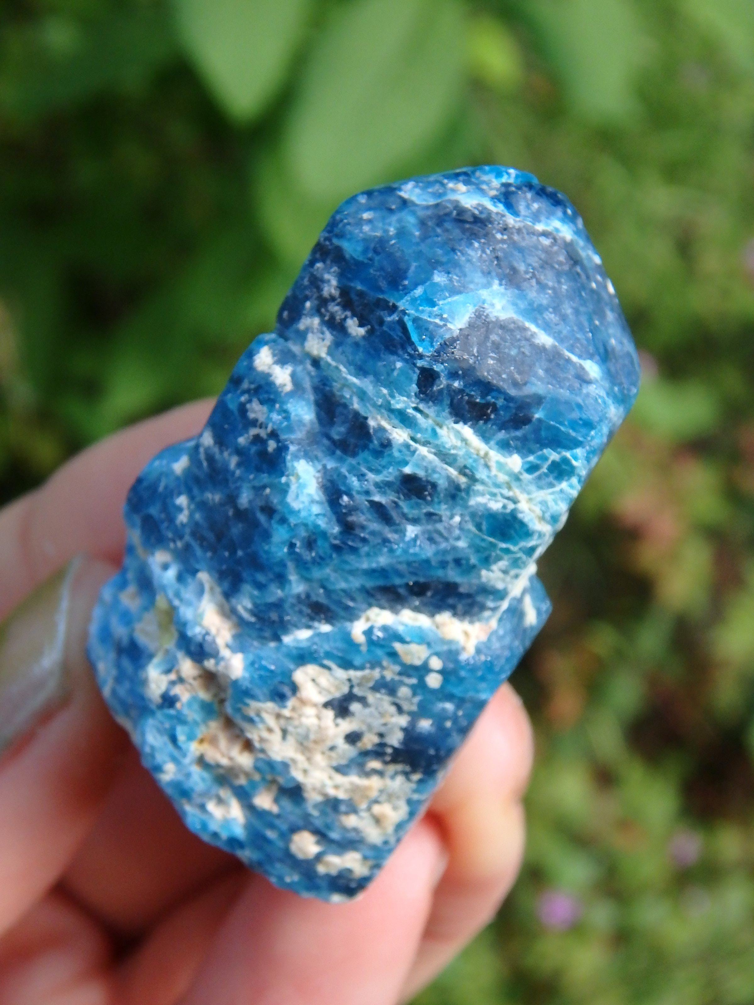 Electric Blue Apatite Natural Point From Brazil 1 - Earth Family Crystals