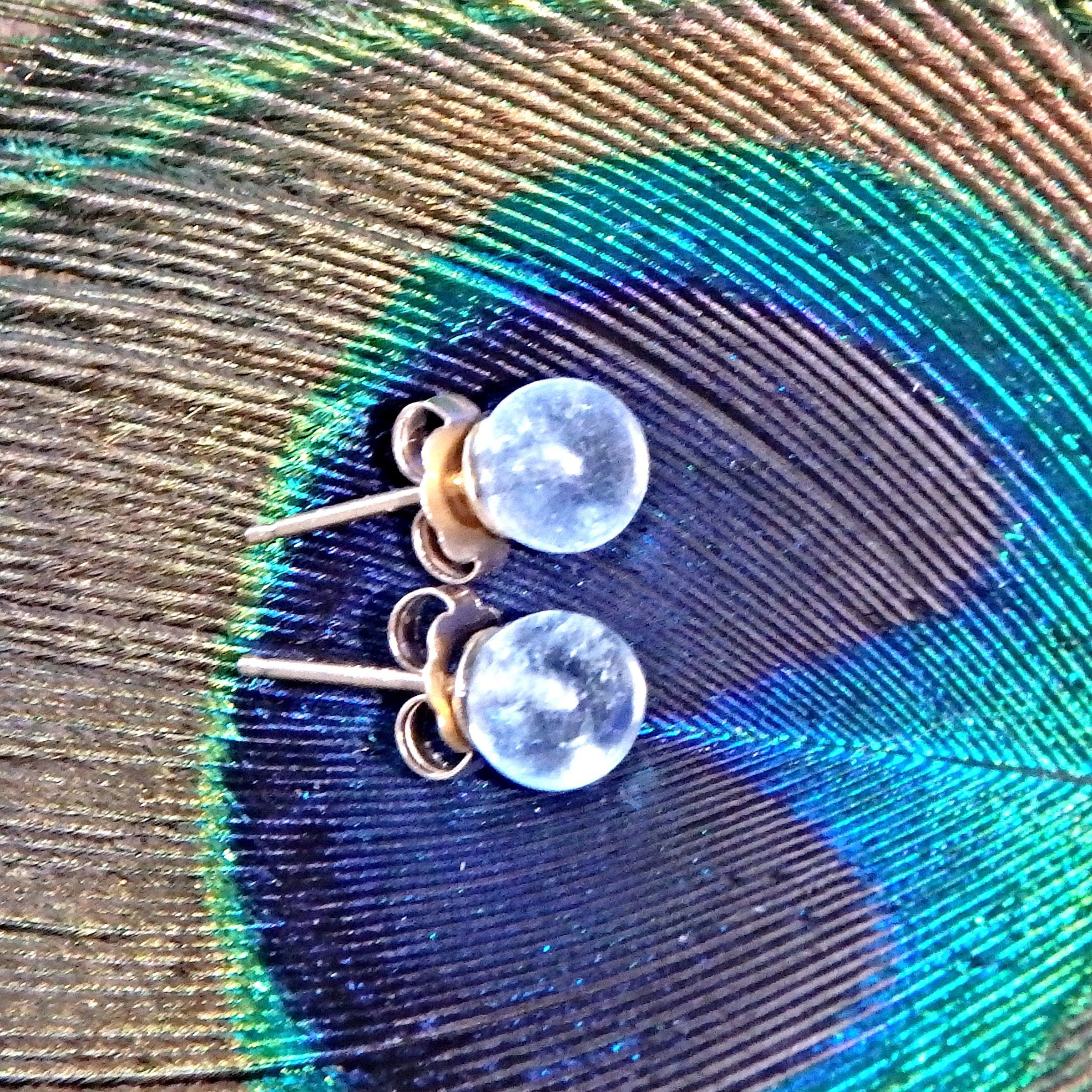 Dainty Blue Fluorite Gold Fill Stud Earrings - Earth Family Crystals