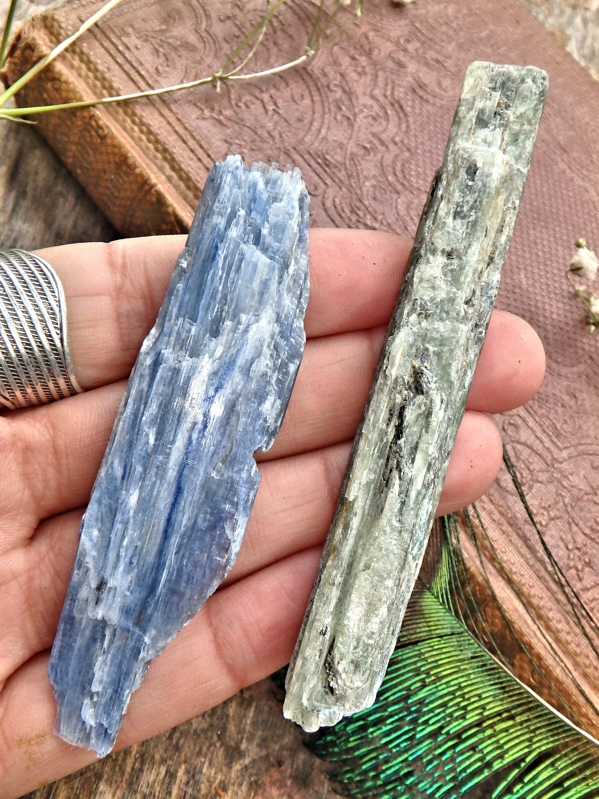 Set of 2 Blue & Green Kyanite Raw & Natural Healing Points