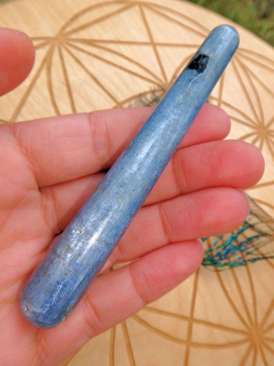 Slender Blue Kyanite Polished Wand Carving - Earth Family Crystals