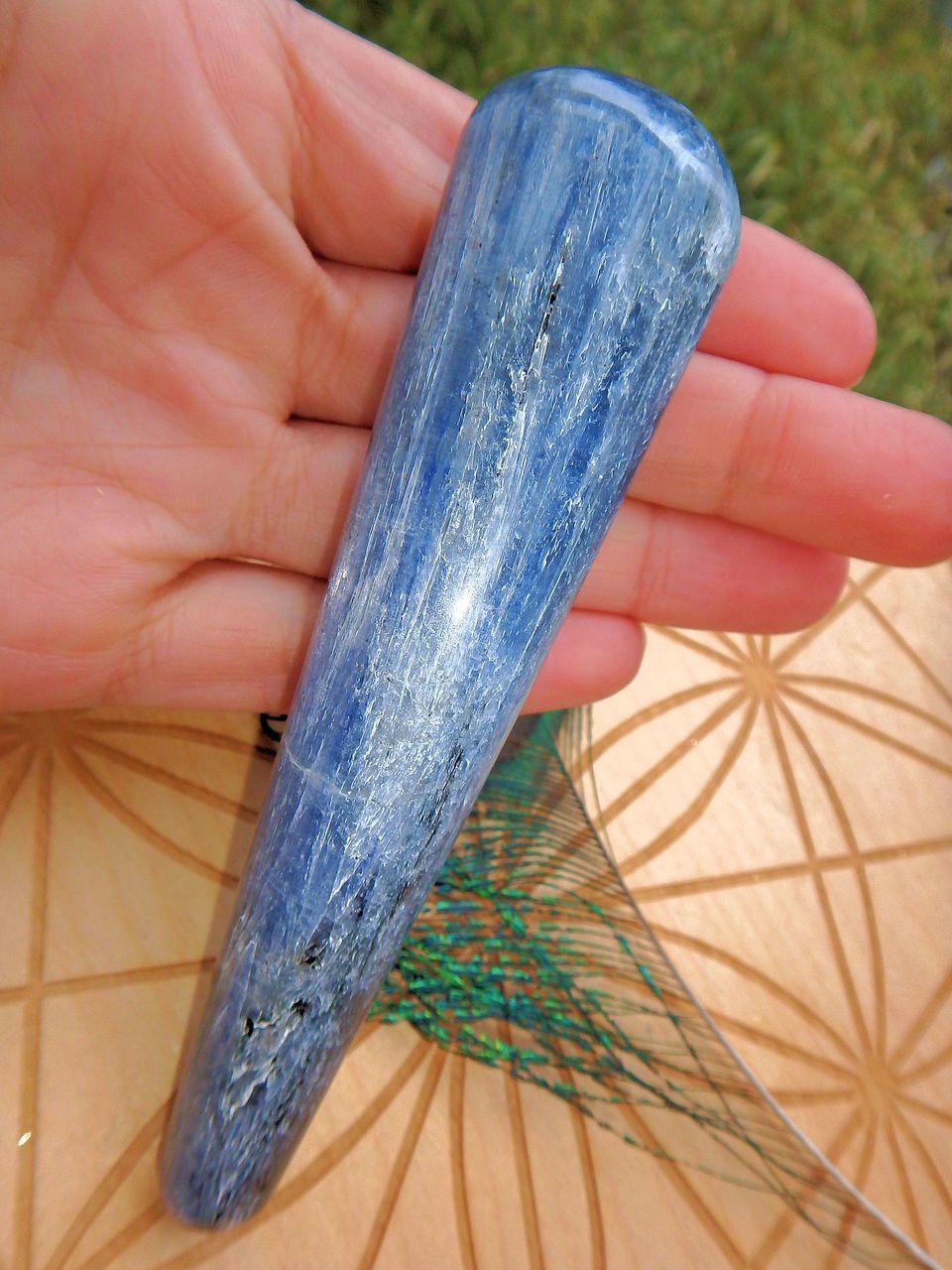 Shiny Blue Kyanite  Polished Wand Carving 1 - Earth Family Crystals