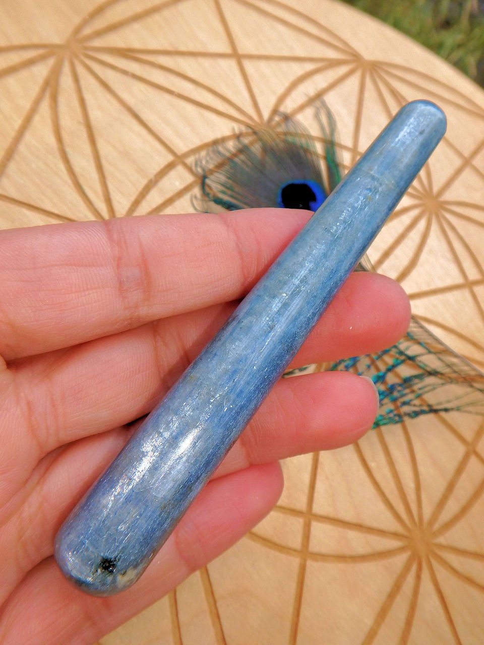 Slender Blue Kyanite Polished Wand Carving - Earth Family Crystals