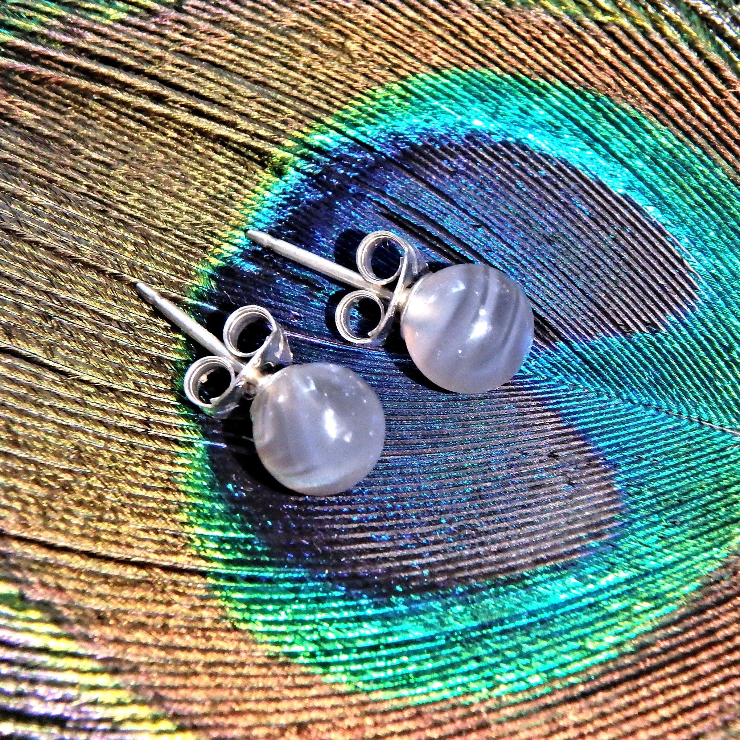 Botswana Agate Sterling Silver Stud Earrings - Earth Family Crystals