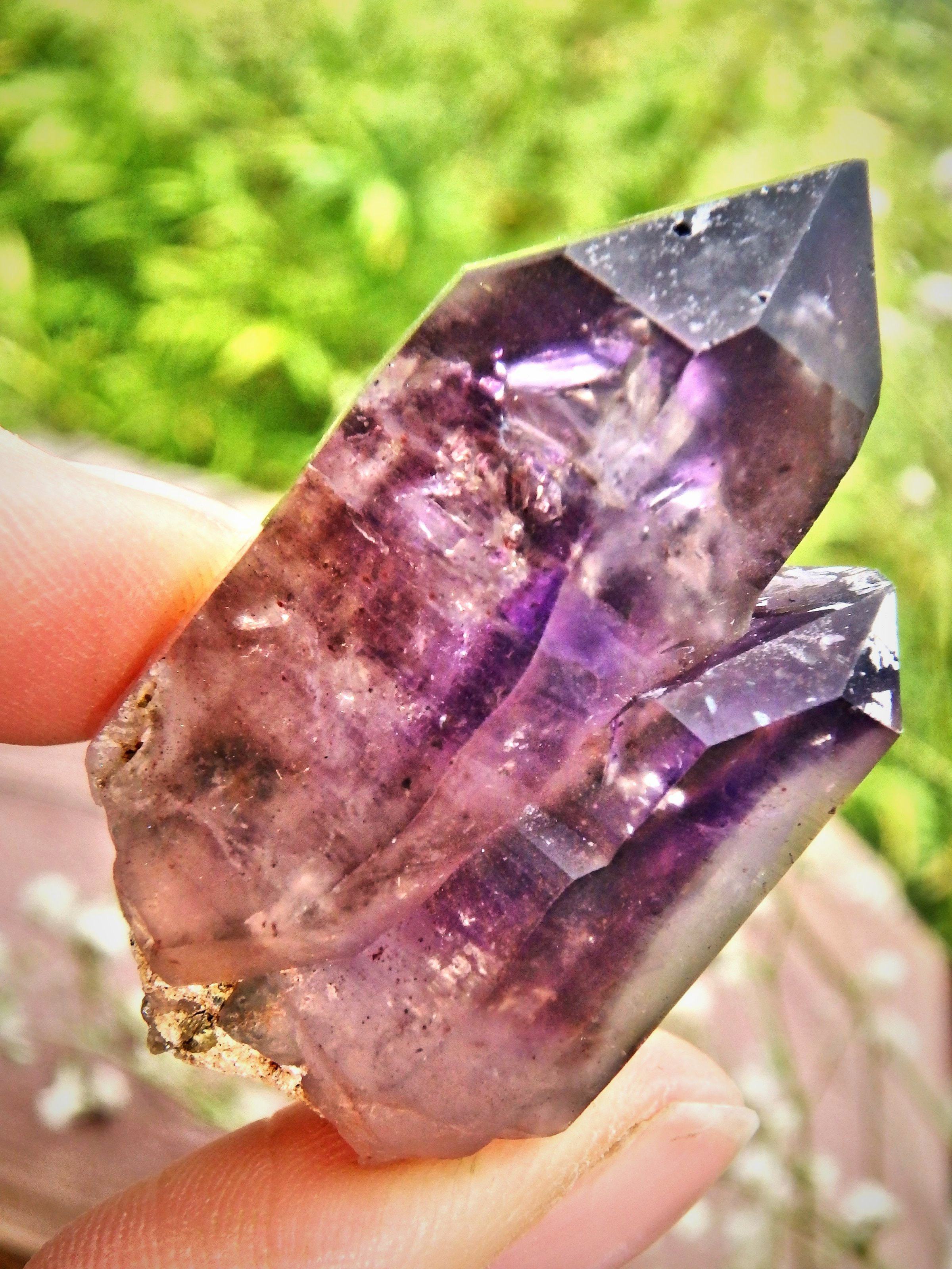 Deep Purple Twin Flame Brandberg Amethyst With Phantoms - Earth Family Crystals