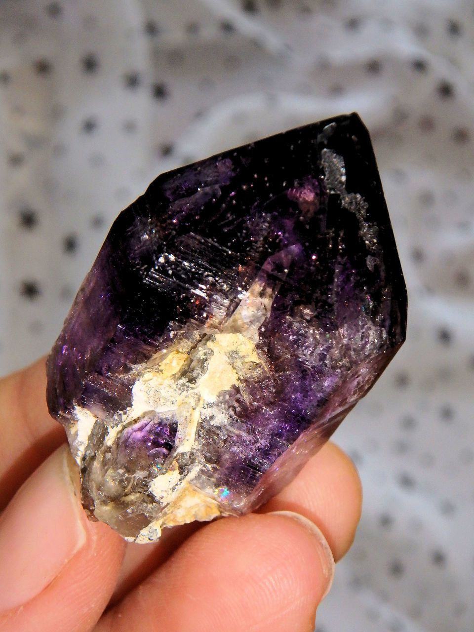 Amazing Deep Purple Brandberg Amethyst Natural Point - Earth Family Crystals