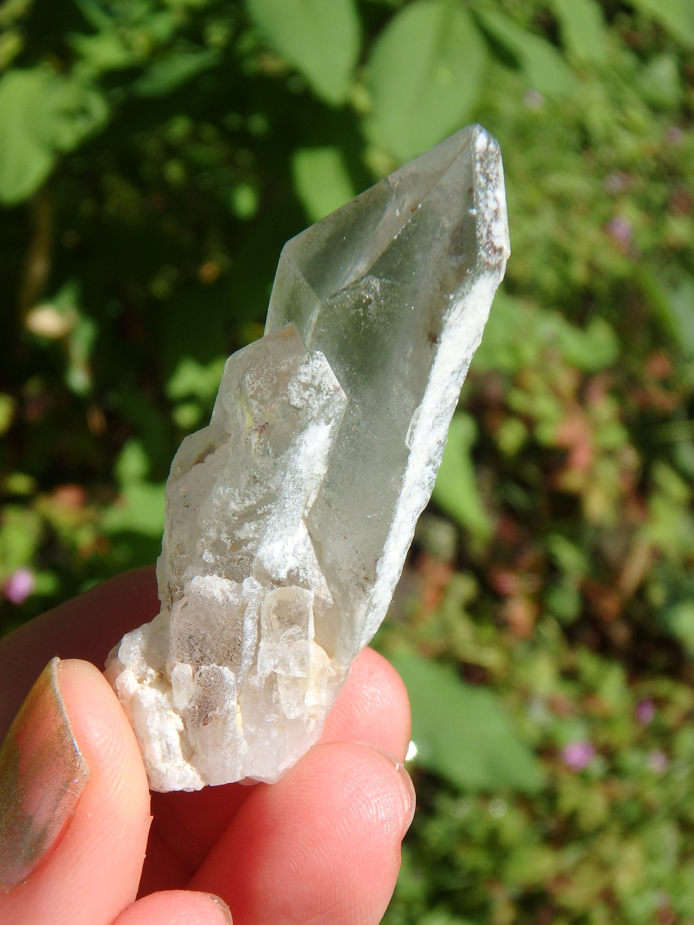 Green Chlorite Natural Brazilian Quartz Point 1 - Earth Family Crystals