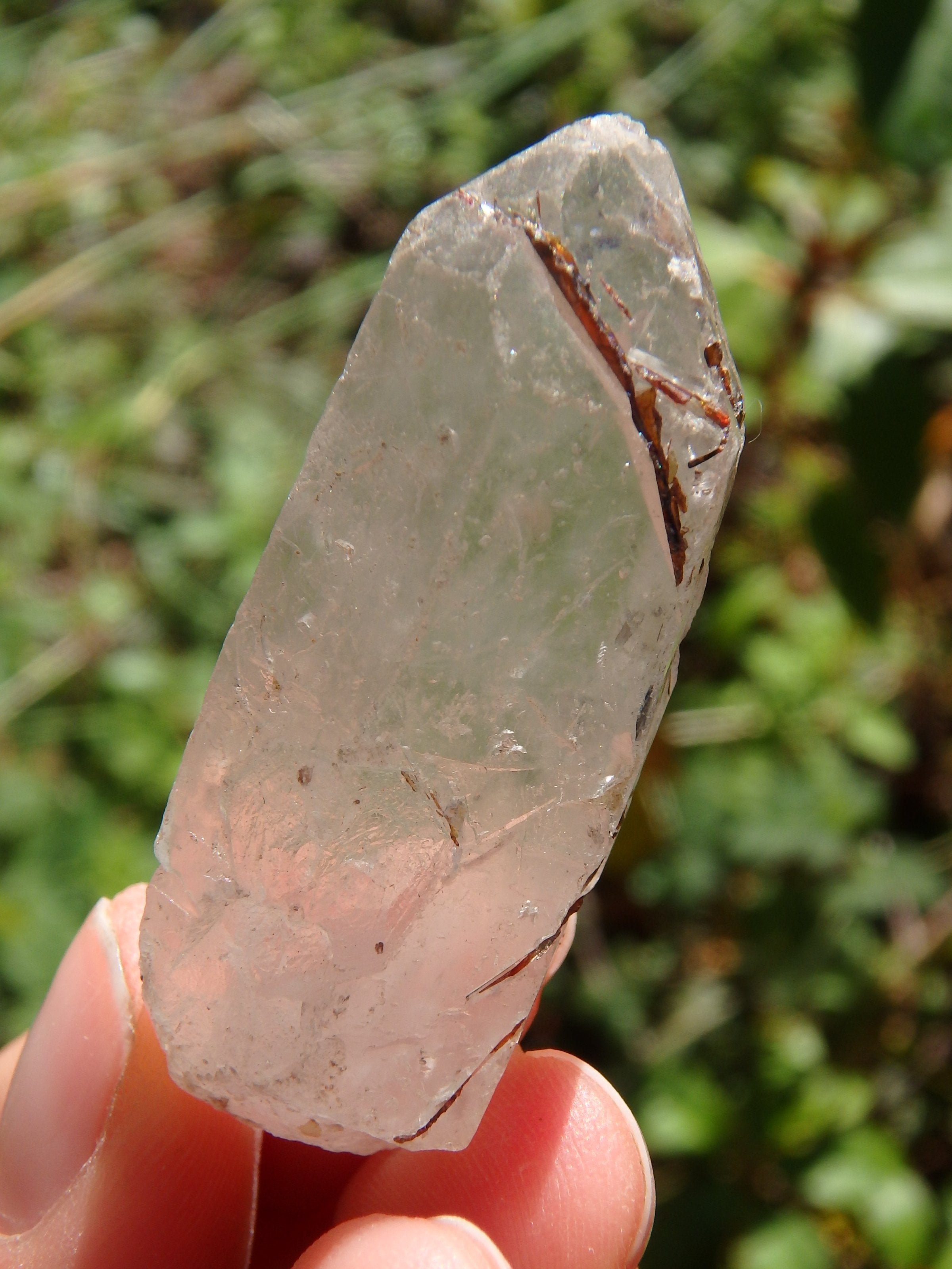 RESERVED For Kim.M~Cute Hand Held Golden Brookite Included Brazilian Quartz Point - Earth Family Crystals