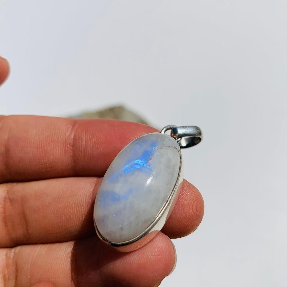 Rainbow Moonstone Sterling Silver Pendant (Includes Silver Chain) REDUCED - Earth Family Crystals