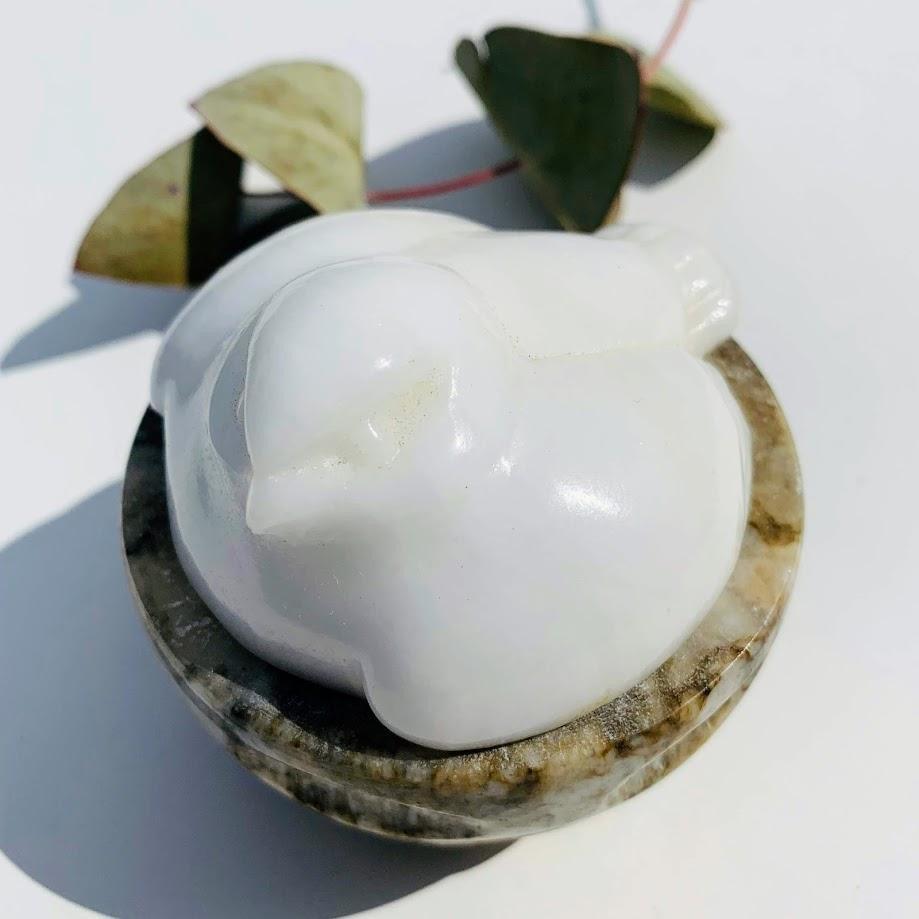 Dolomite Bird Carving & Bowl Perfect for Small Precious Gems - Earth Family Crystals