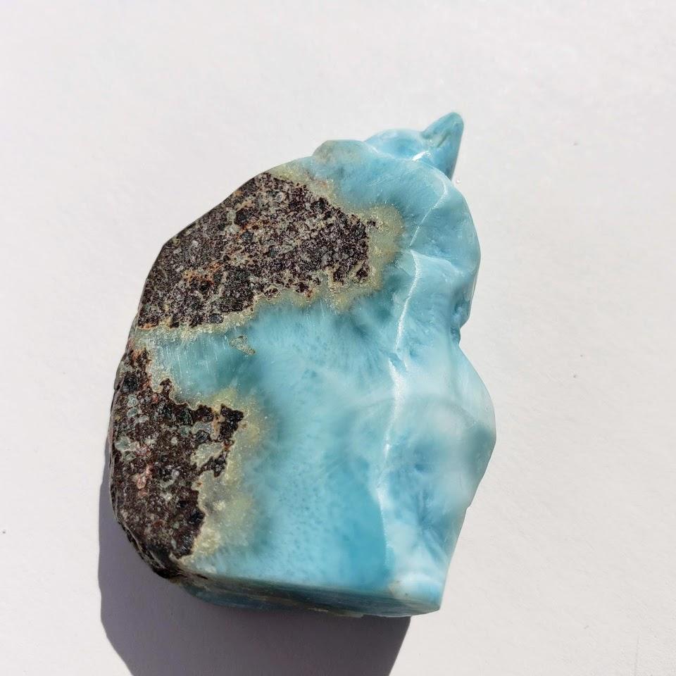 Extremely Gorgeous & High Quality Artisan Crafted Larimar Dolphin Standing Display Carving - Earth Family Crystals