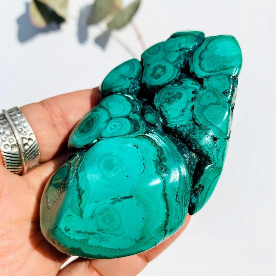Lovely Green Patterns Malachite Partially Polished Specimen #1 - Earth Family Crystals