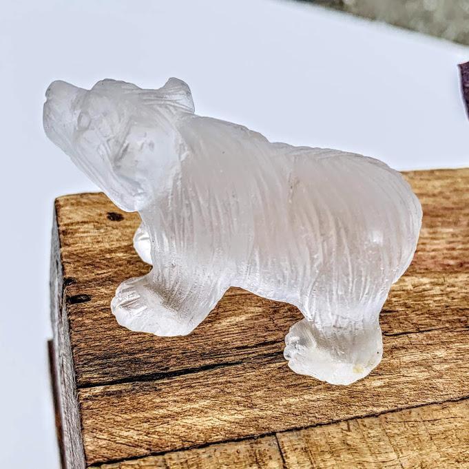 Adorable Clear Quartz Bear Display Carving - Earth Family Crystals