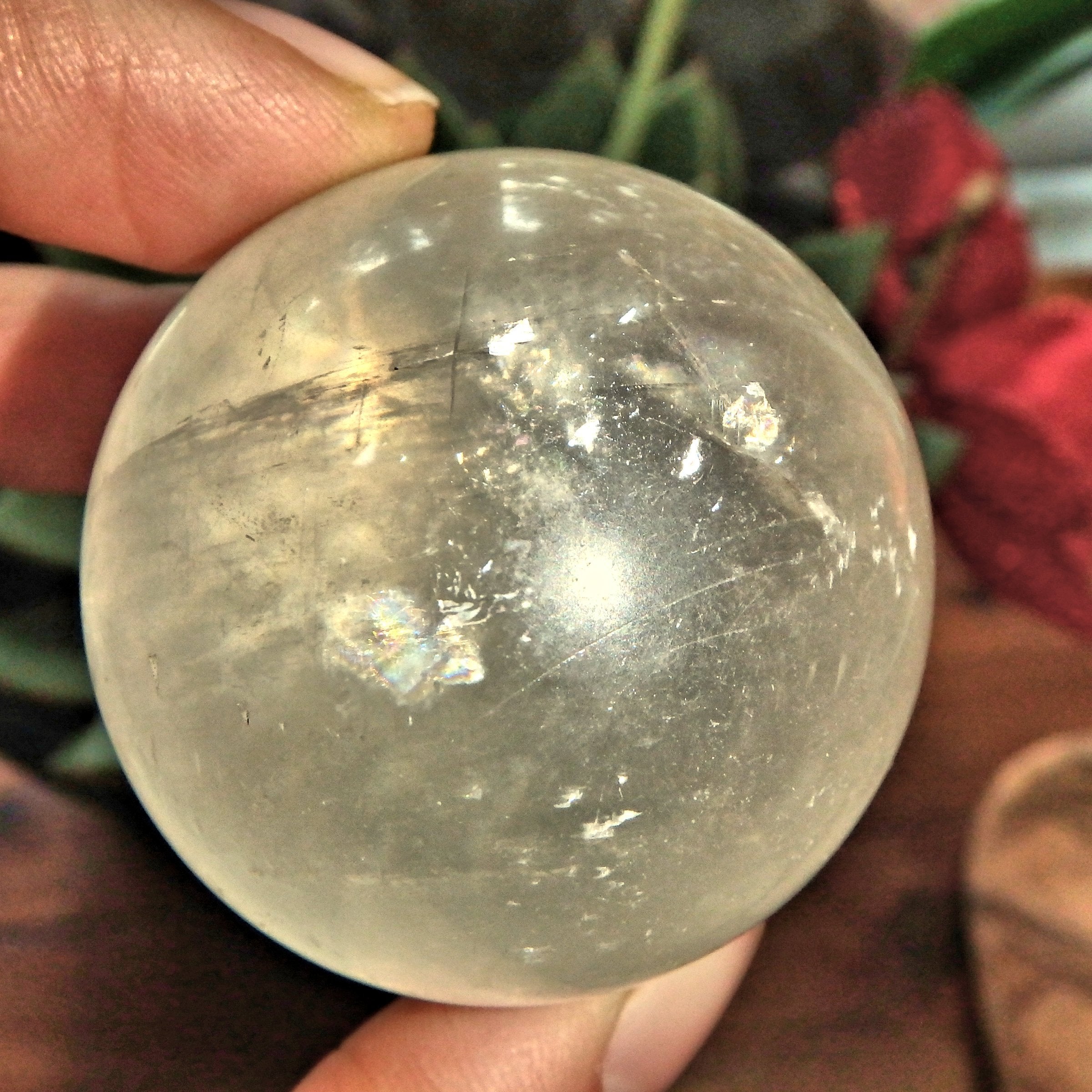 Golden Sunshine Orb Calcite Sphere Carving 3 - Earth Family Crystals