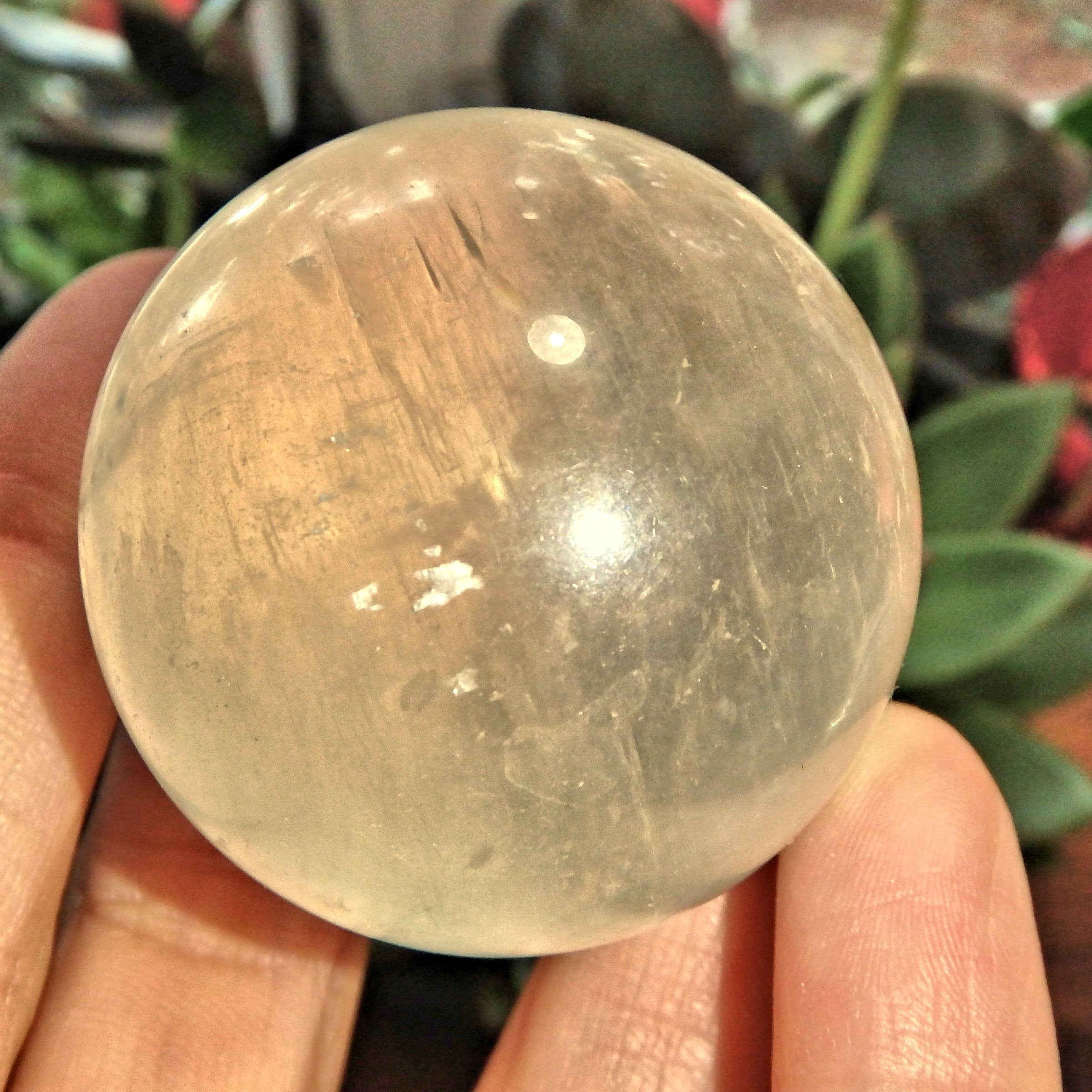 Golden Sunshine Orb Calcite Sphere Carving 3 - Earth Family Crystals