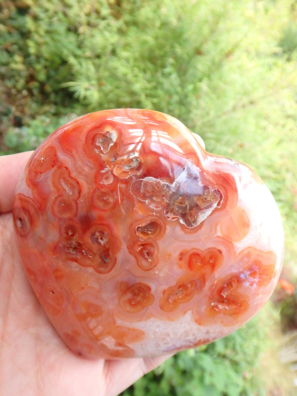 Druzy Cave & Orange Orbs Carnelian Love Heart Carving - Earth Family Crystals