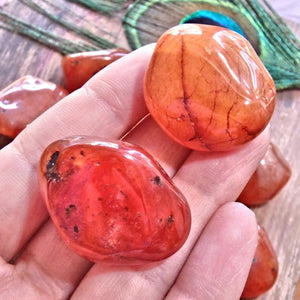 Set of 2 ~ Chunky Carnelian Polished Pocket Tumbled Stones~ Perfect for Sacral Chakra Support