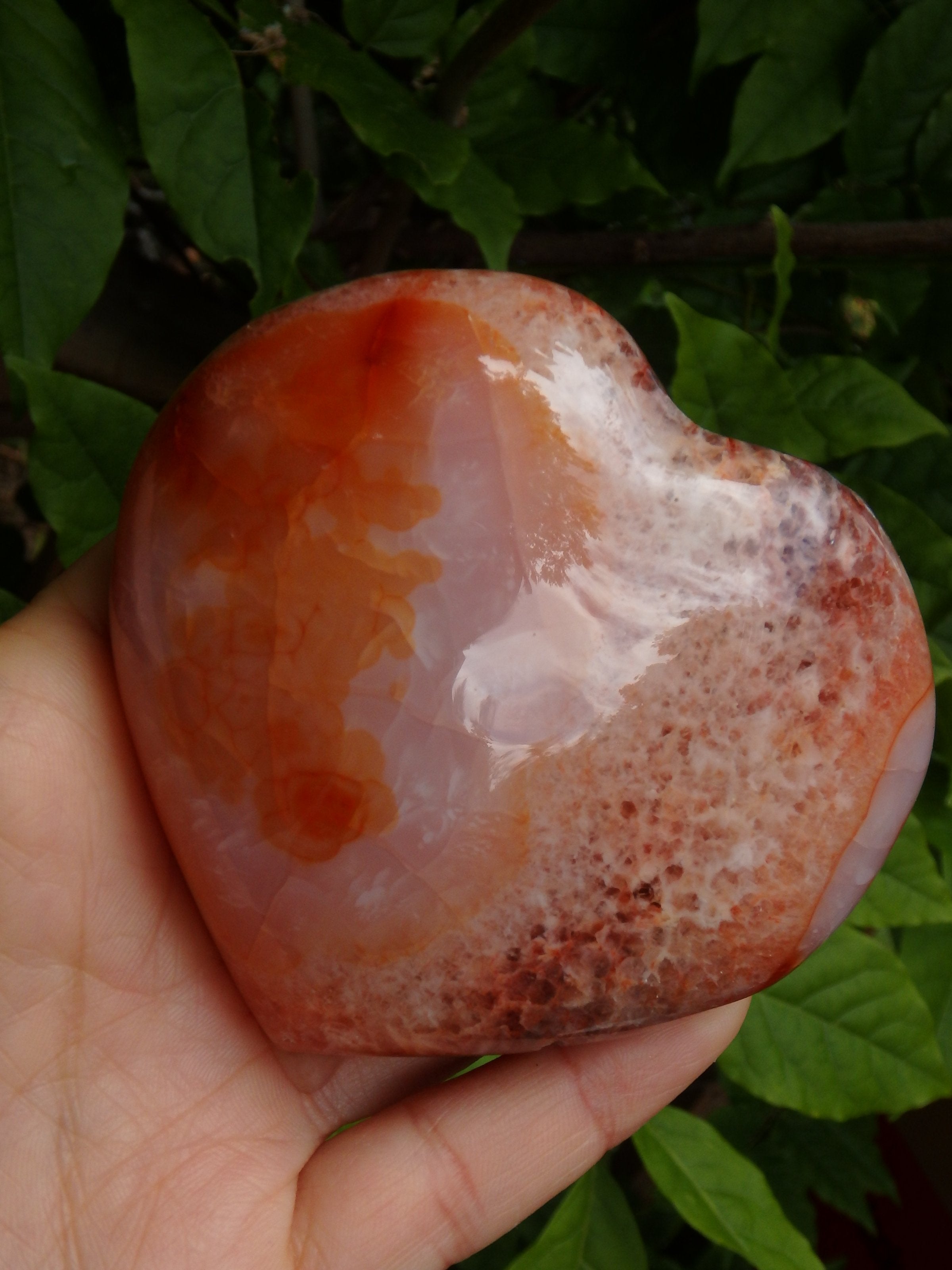 Unique Druzy Point Cave Carnelian Love Heart Carving - Earth Family Crystals