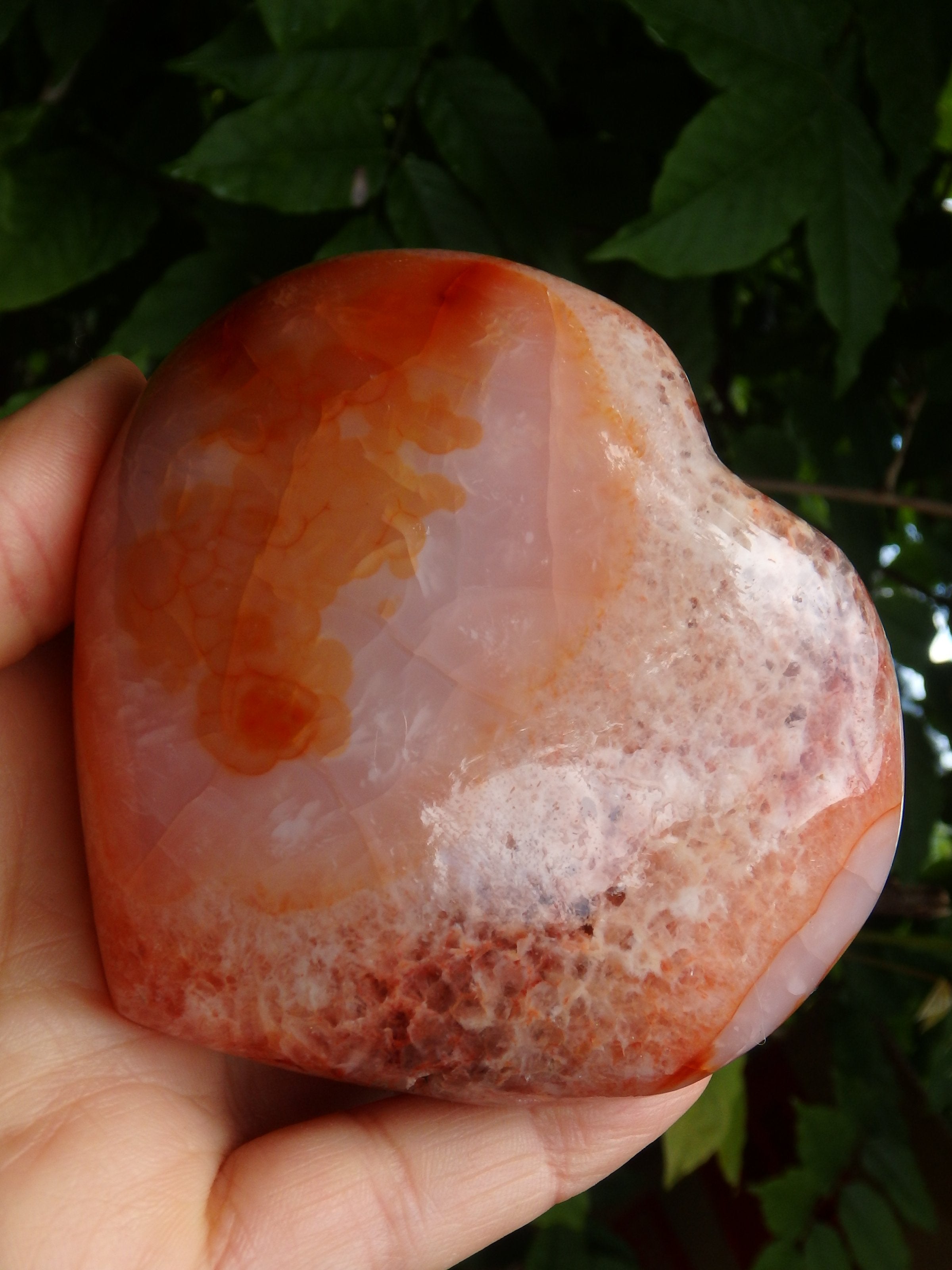 Unique Druzy Point Cave Carnelian Love Heart Carving - Earth Family Crystals