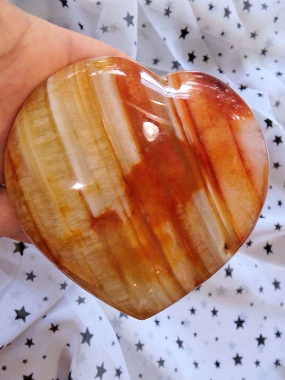 Amazing Ribbon Patterns Large Carnelian Love Heart - Earth Family Crystals