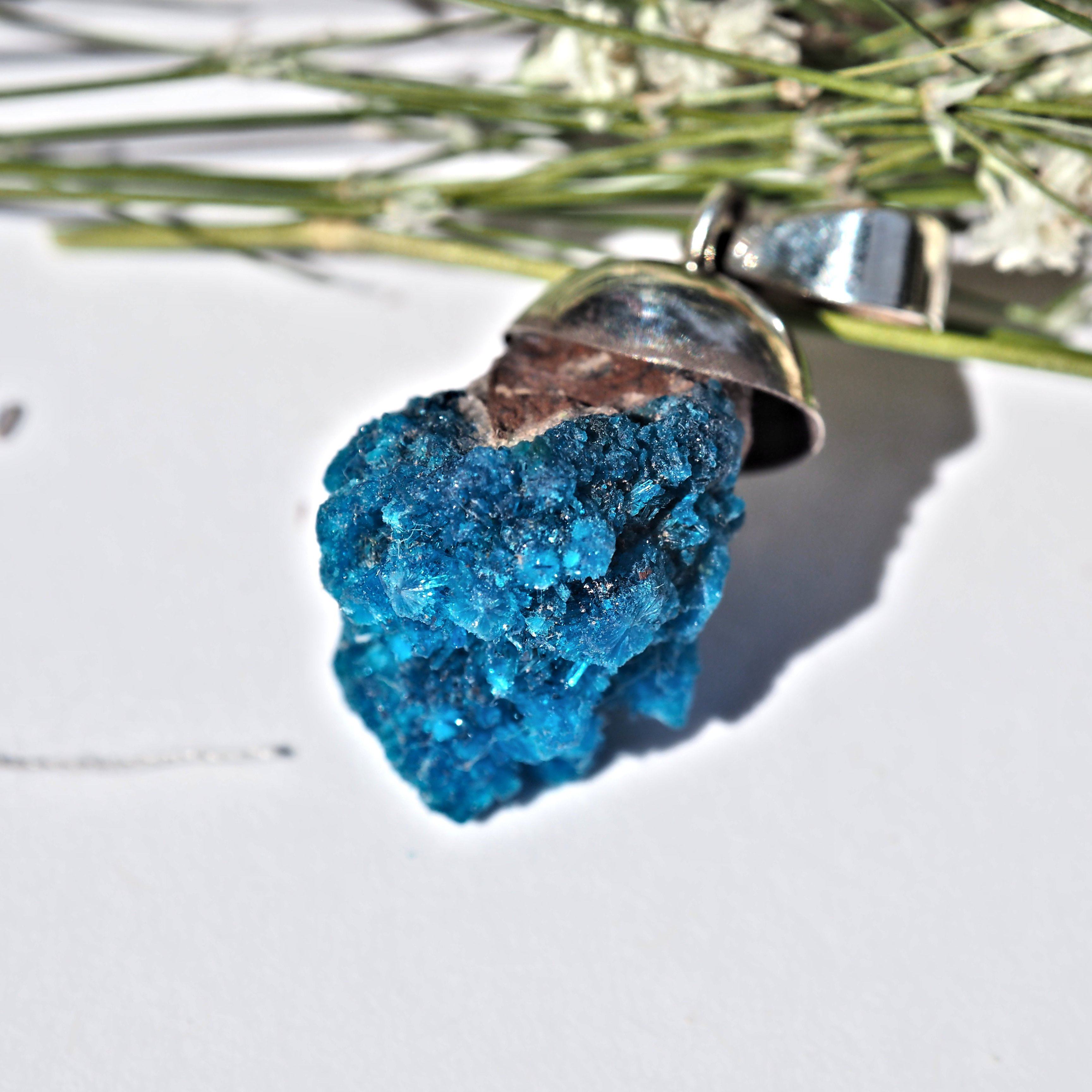 Electric Blue Natural Floating Cavansite in Sterling Silver (Includes Silver Chain) #2 - Earth Family Crystals