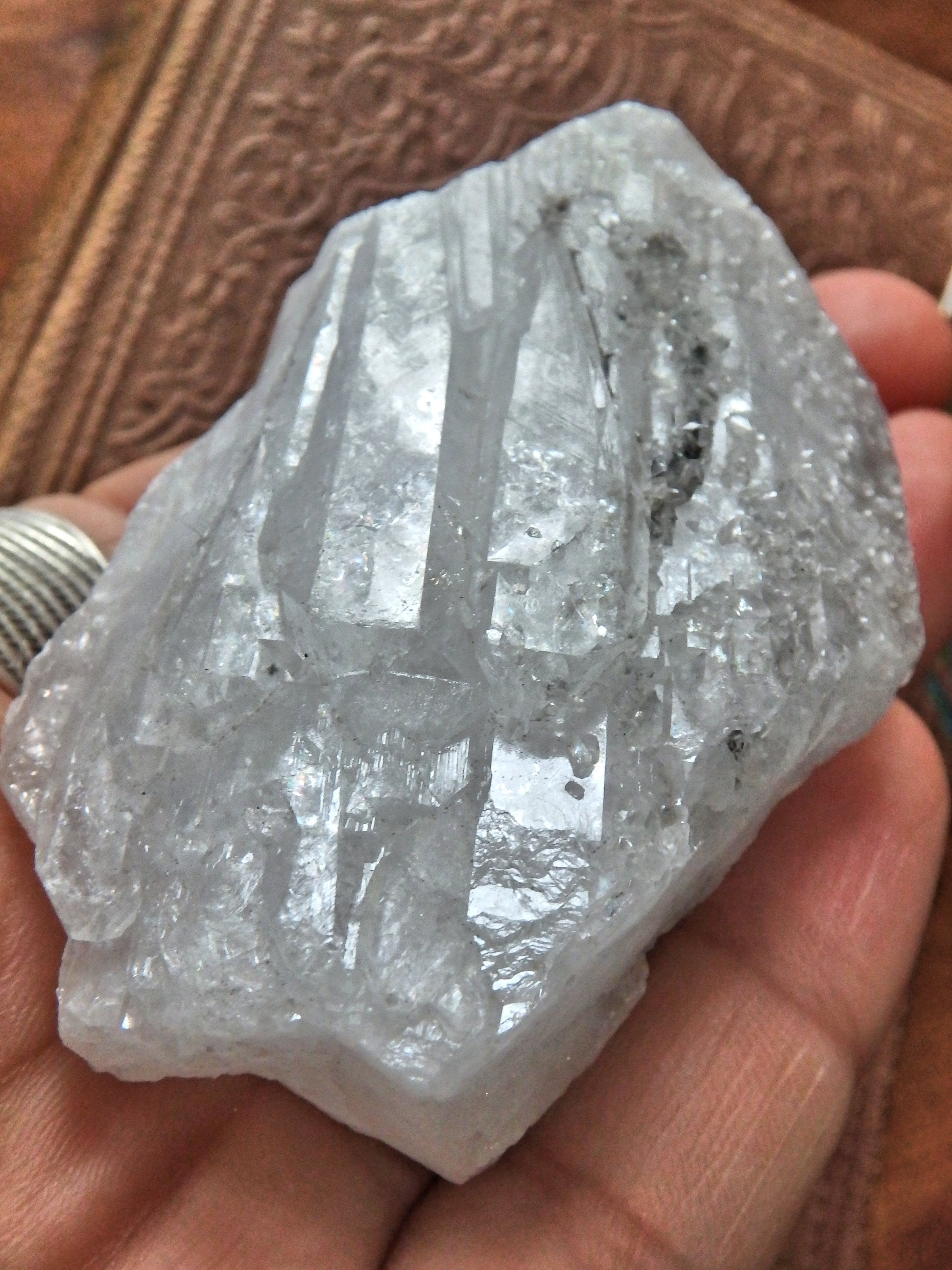 Frosted Sprinkles on Sky Blue Elestial Celestite From Ohio - Earth Family Crystals