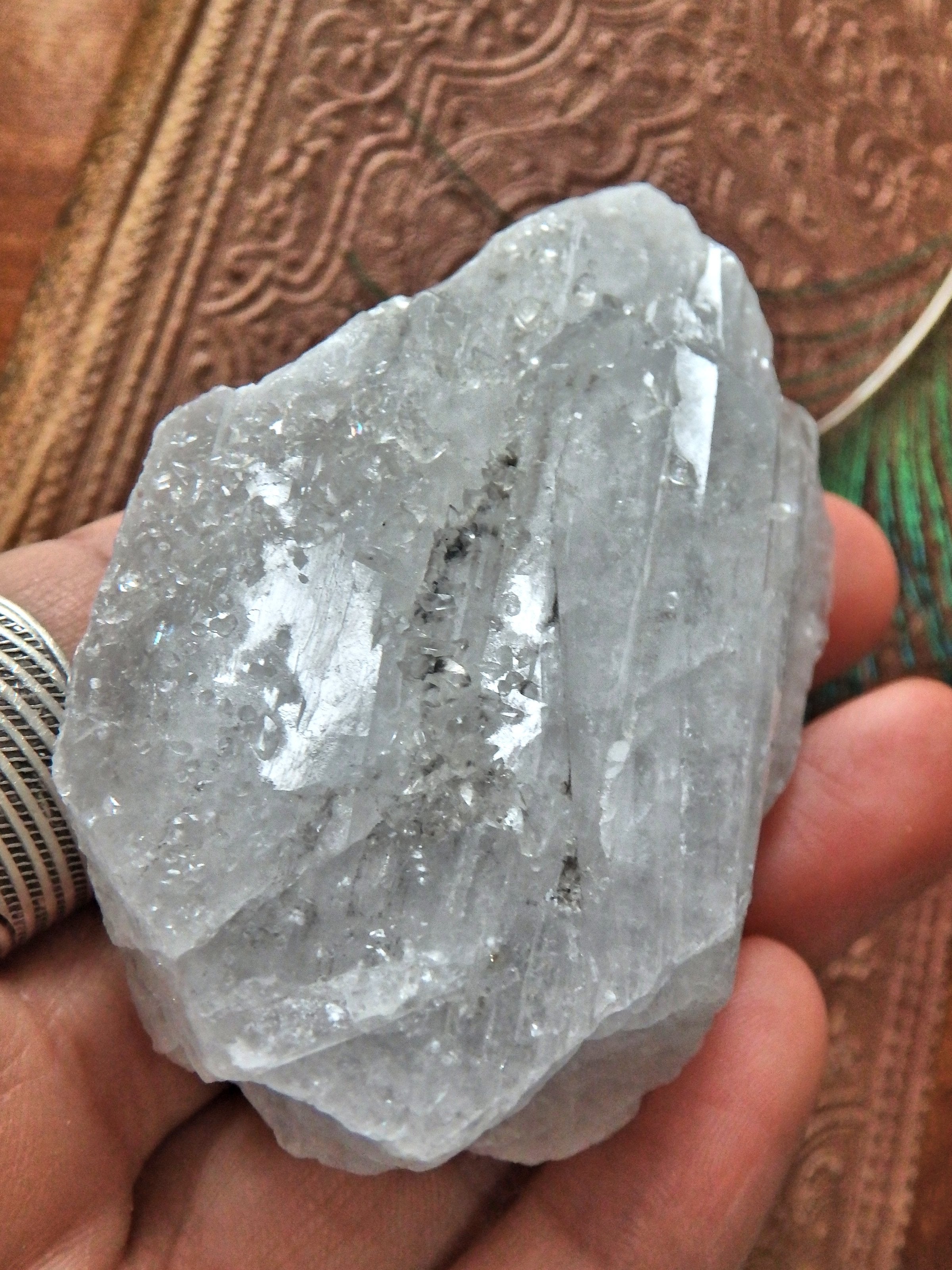 Frosted Sprinkles on Sky Blue Elestial Celestite From Ohio - Earth Family Crystals