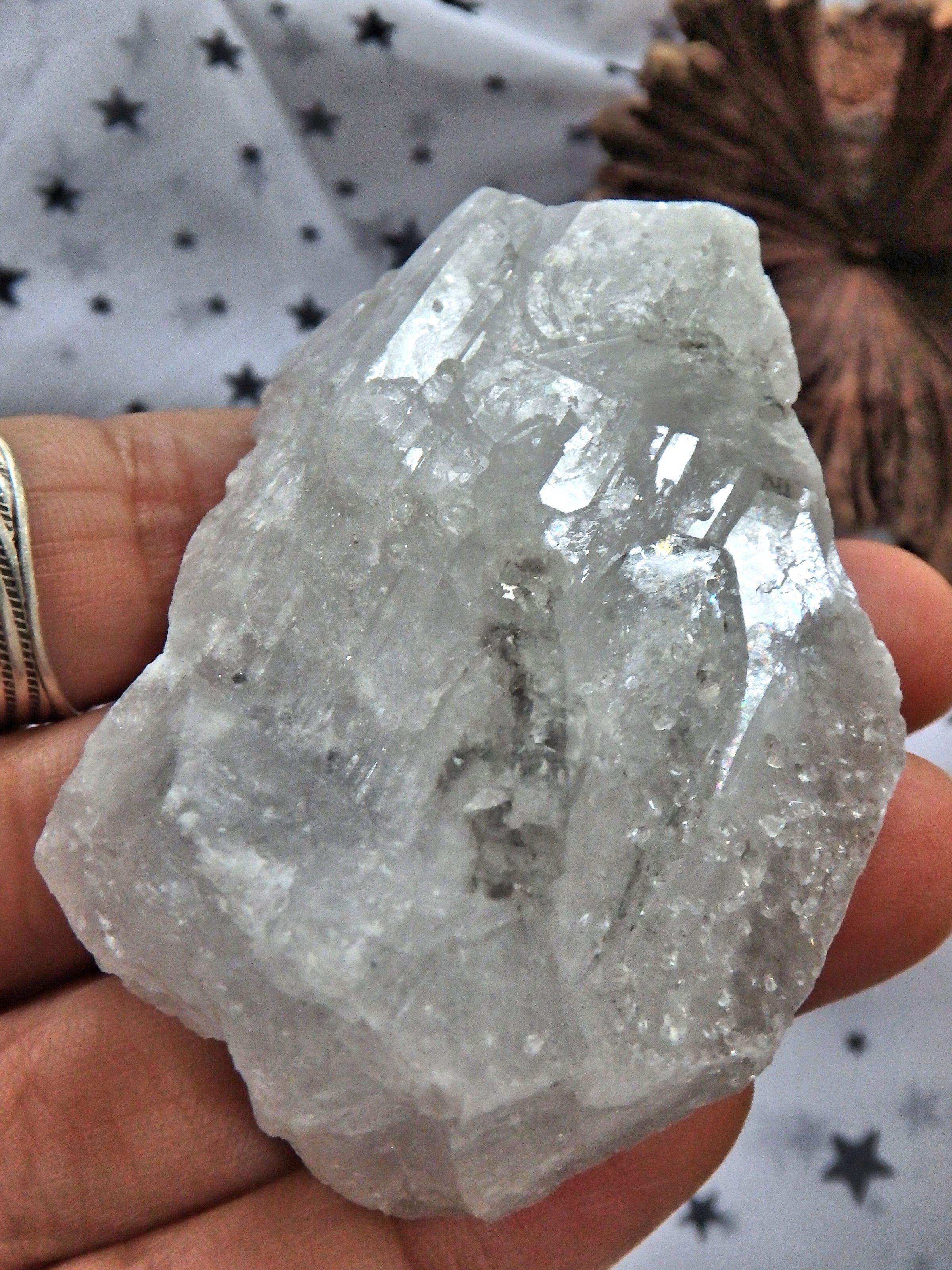 Frosted Sprinkles on Sky Blue Elestial Celestite From Ohio - Earth Family Crystals