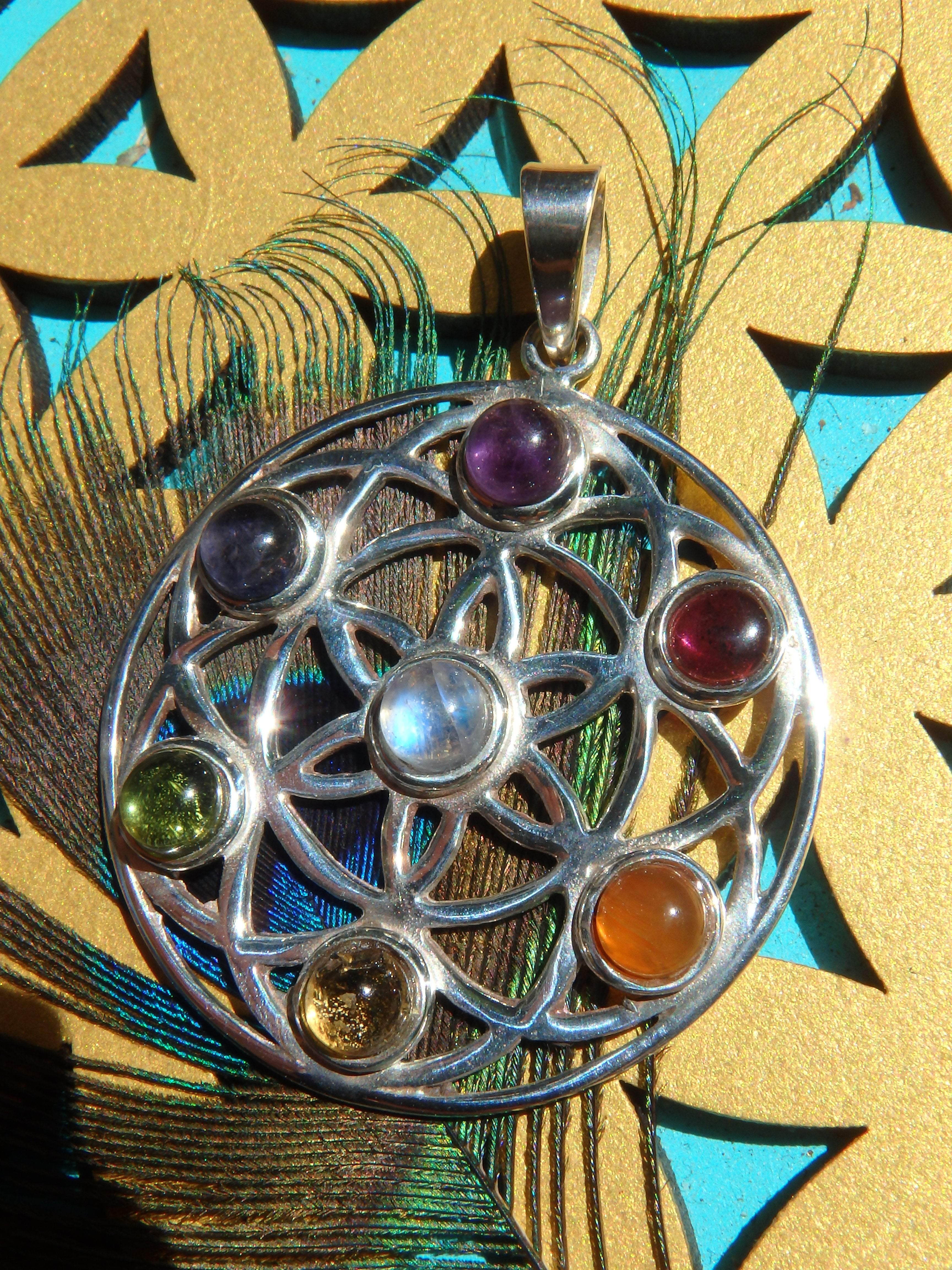 RESERVED FOR ALESHA~Balancing Flower of Life Chakra Pendant in Sterling Silver (Includes Silver Chain) - Earth Family Crystals