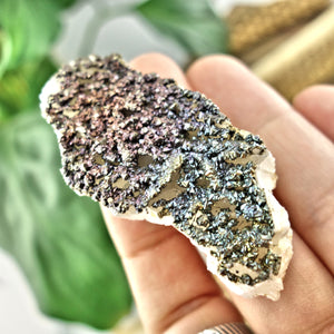 Shimmering Natural Chalcopyrite Specimen On Quartz Matrix 4