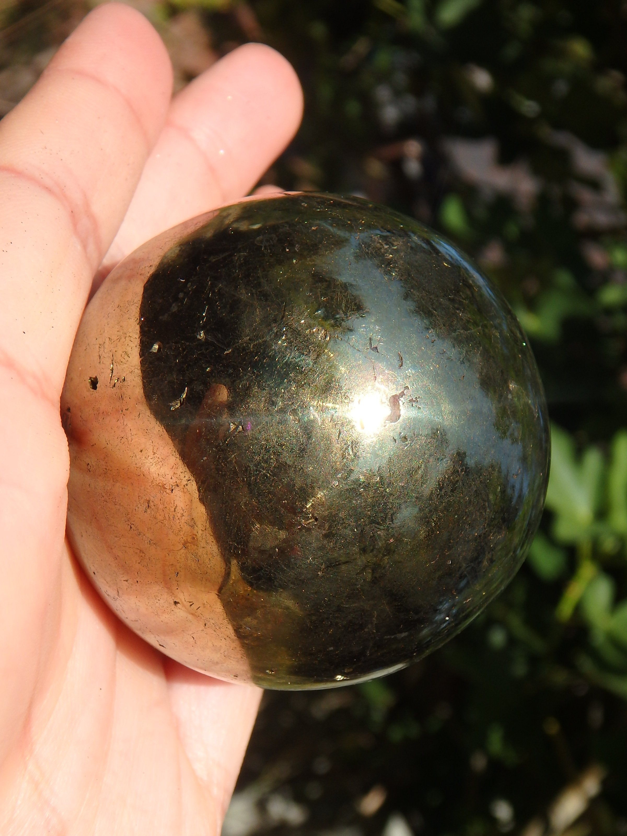 Extreme Golden Shine Chalcopyrite Sphere Carving - Earth Family Crystals