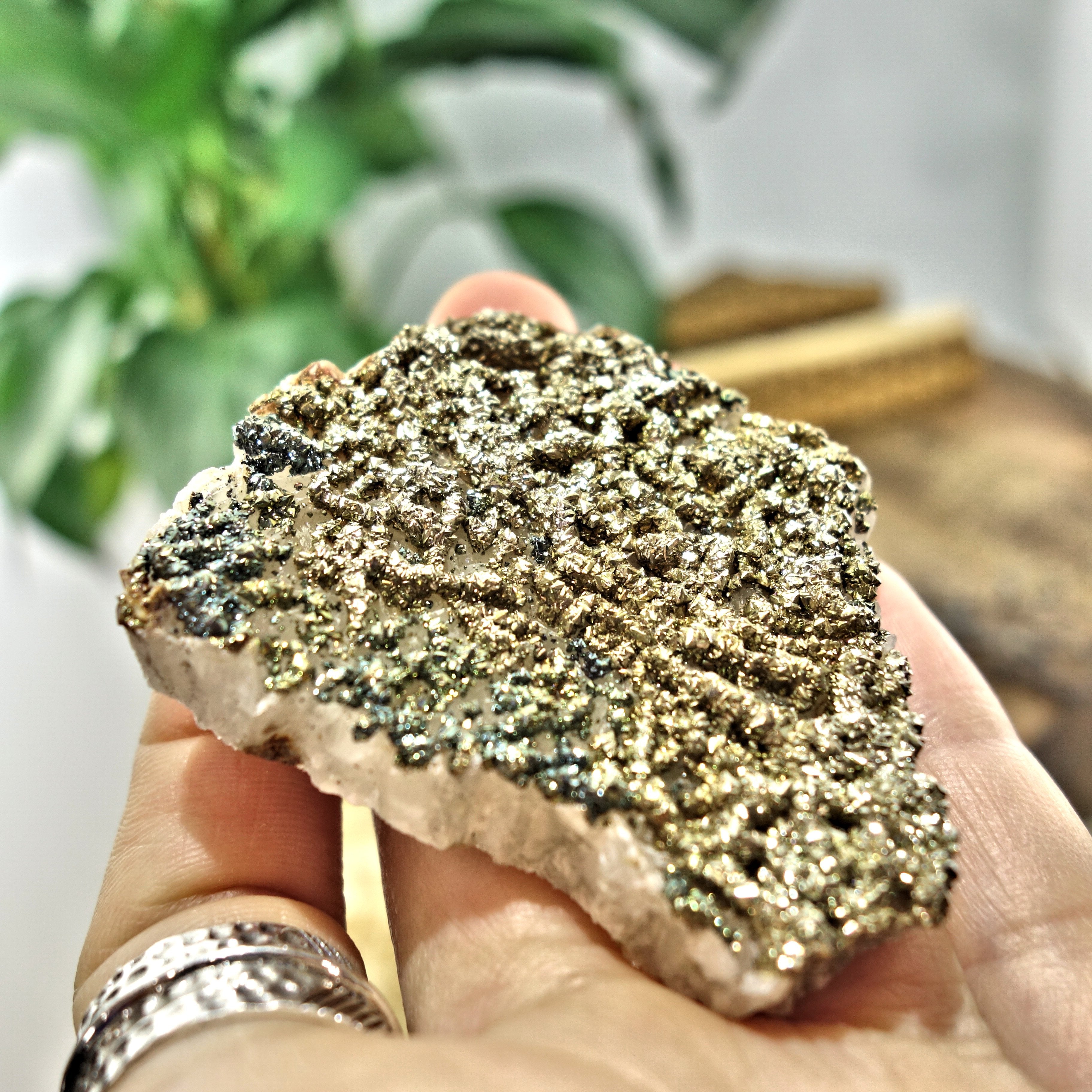 Shimmering Natural Chalcopyrite Specimen On Quartz Matrix 1