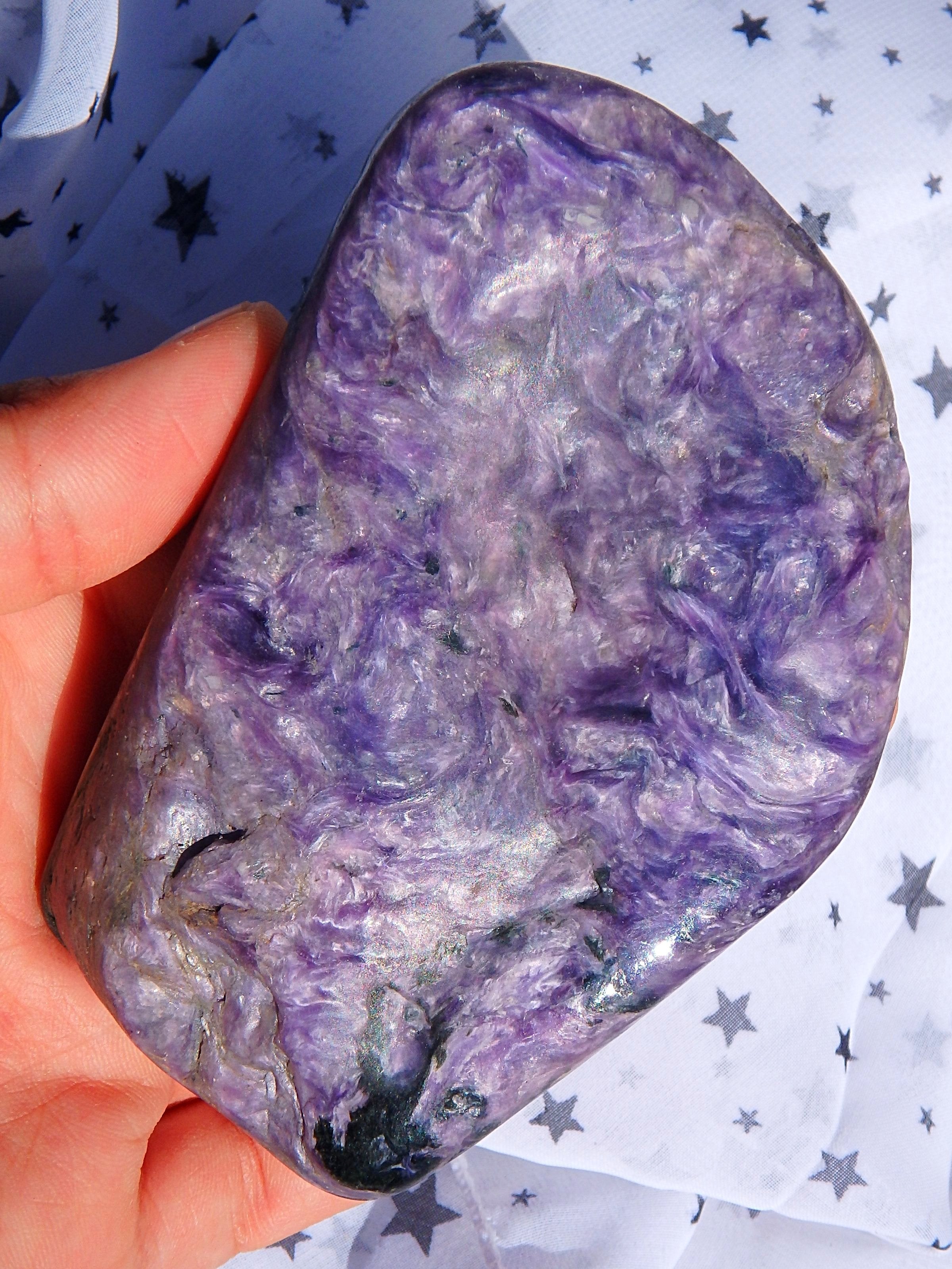 Xl Gorgeous Purple Charoite Silky Patterns Free Form Specimen - Earth Family Crystals