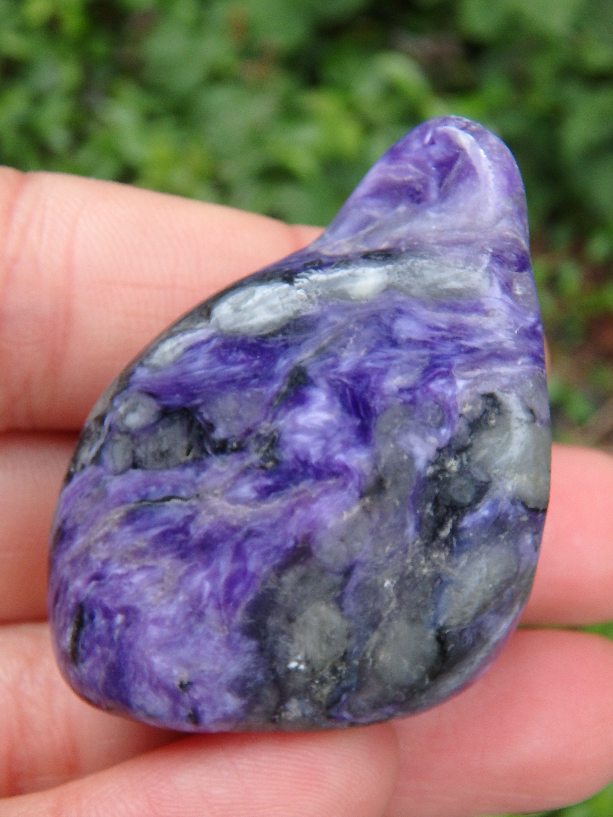 Silky Deep Grape Purple Charoite Polished Hand Held Specimen 1