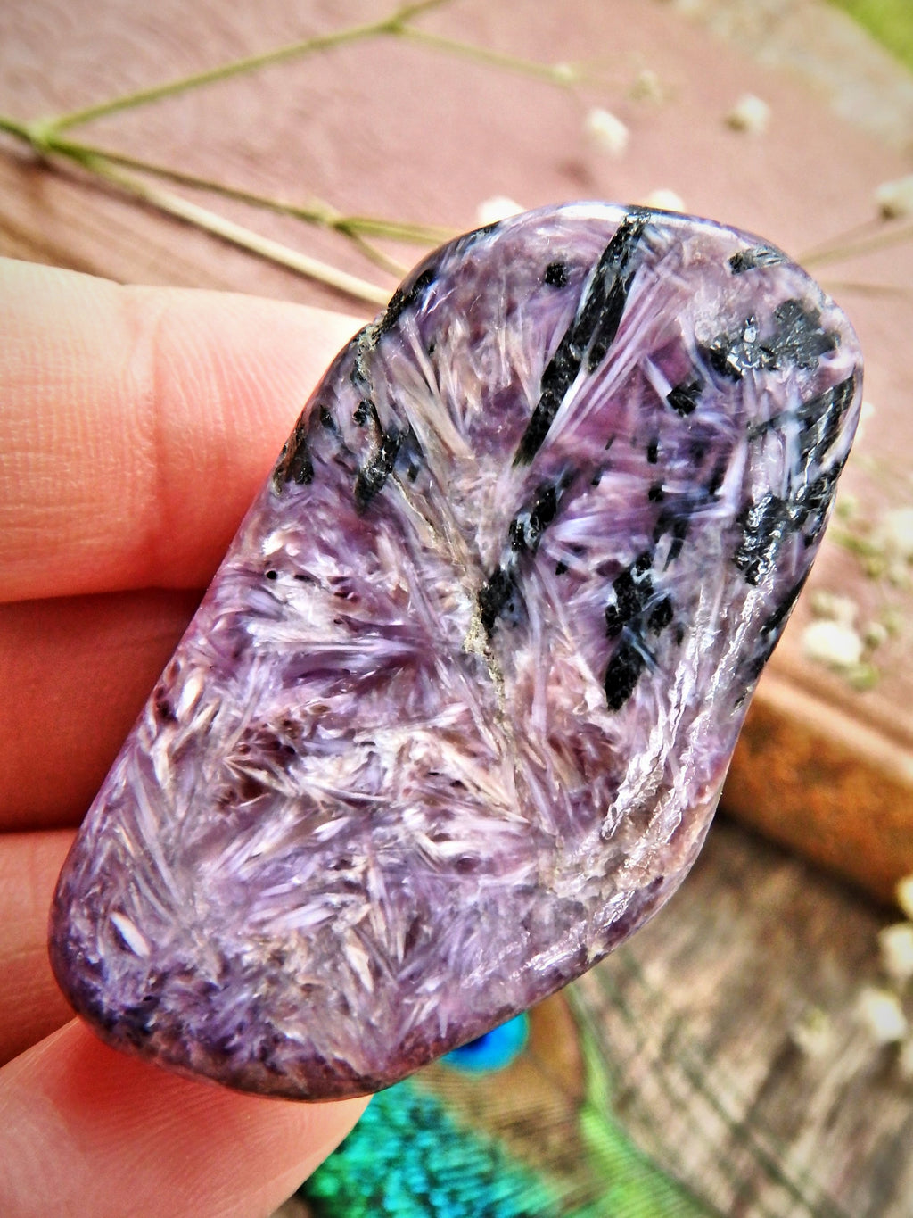 Stunning Silky Purple Charoite Pocket Stone - Earth Family Crystals