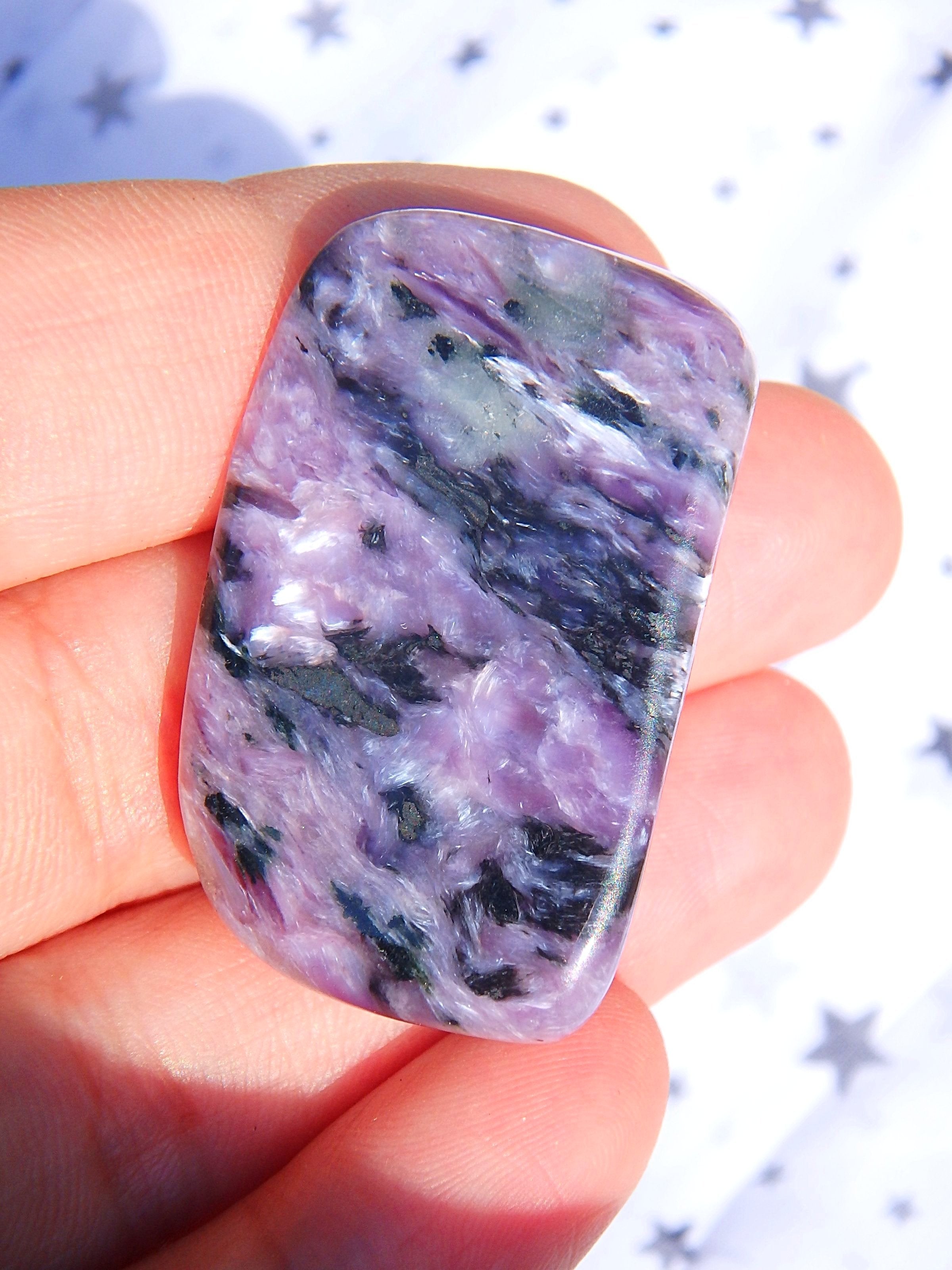 RESERVED FOR KIMBERLEY.M~Cute Hand Held Charoite Silky Purple Specimen 2 - Earth Family Crystals