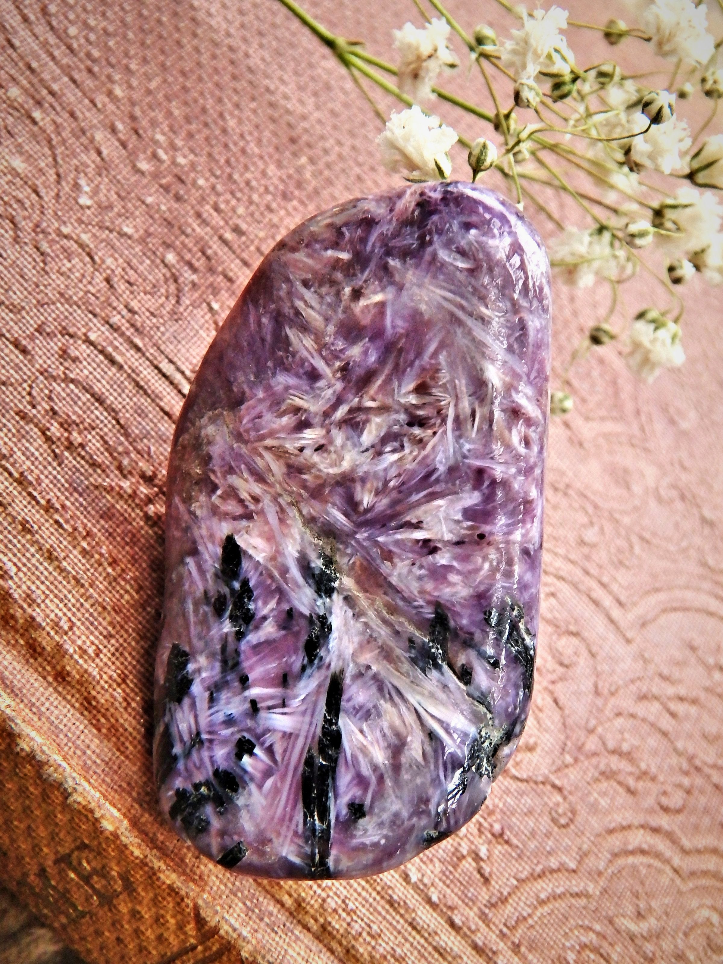 Stunning Silky Purple Charoite Pocket Stone - Earth Family Crystals