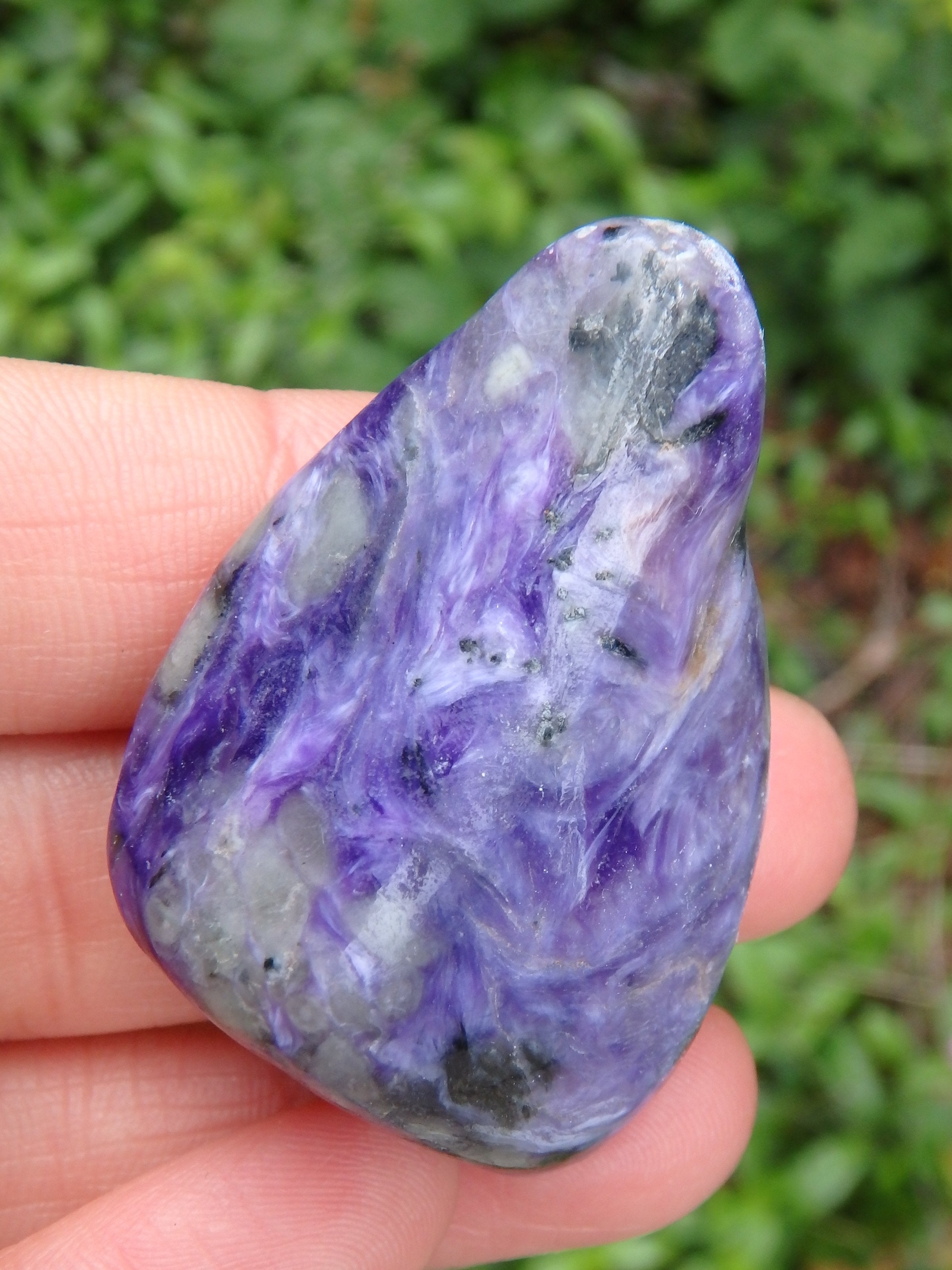 Silky Deep Grape Purple Charoite Polished Hand Held Specimen 1